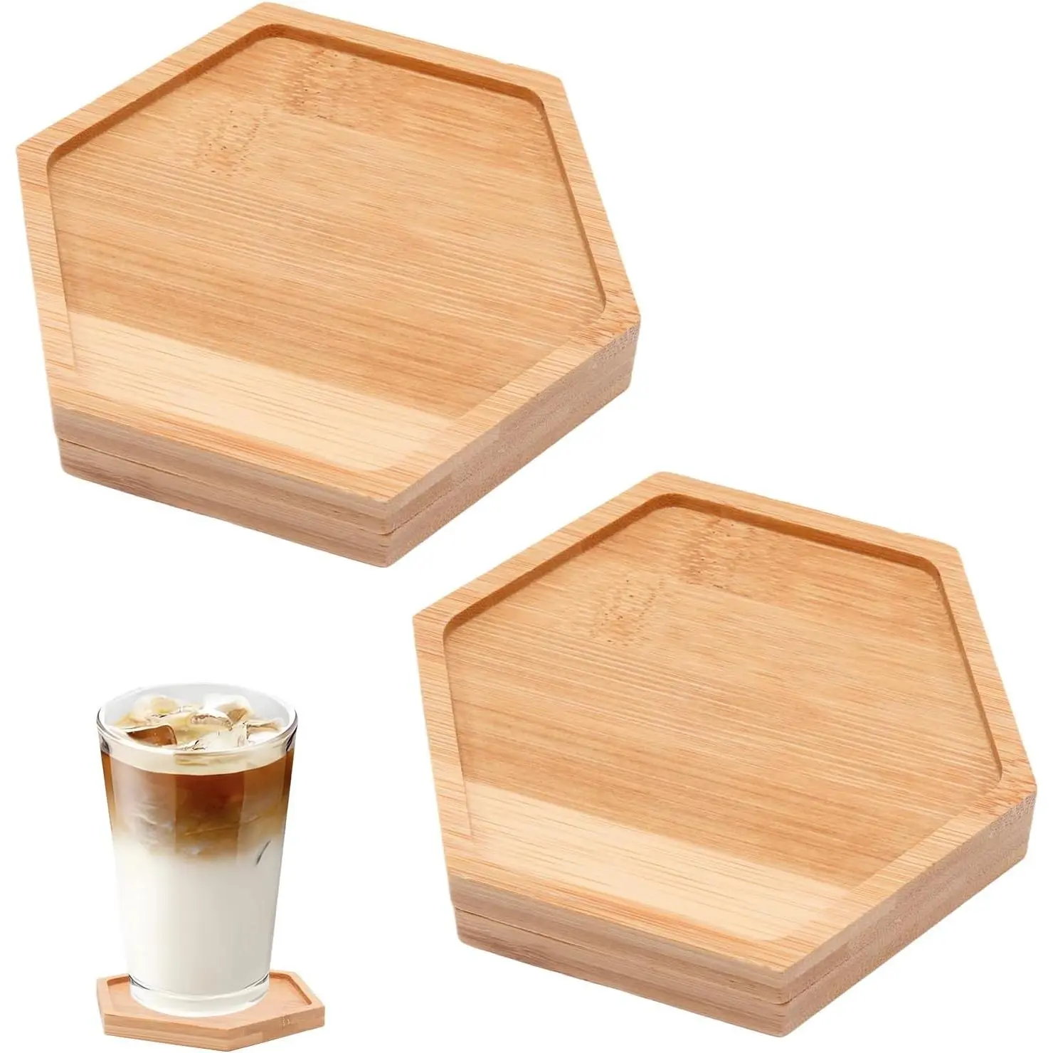 Hexagon  Tray, 3.8" Wooden Mosaic Craft Base Serving Plate |  , DIY Mosaic &  Craft Base,  Display, Serving Platter, Trinket Dish &  Decor
