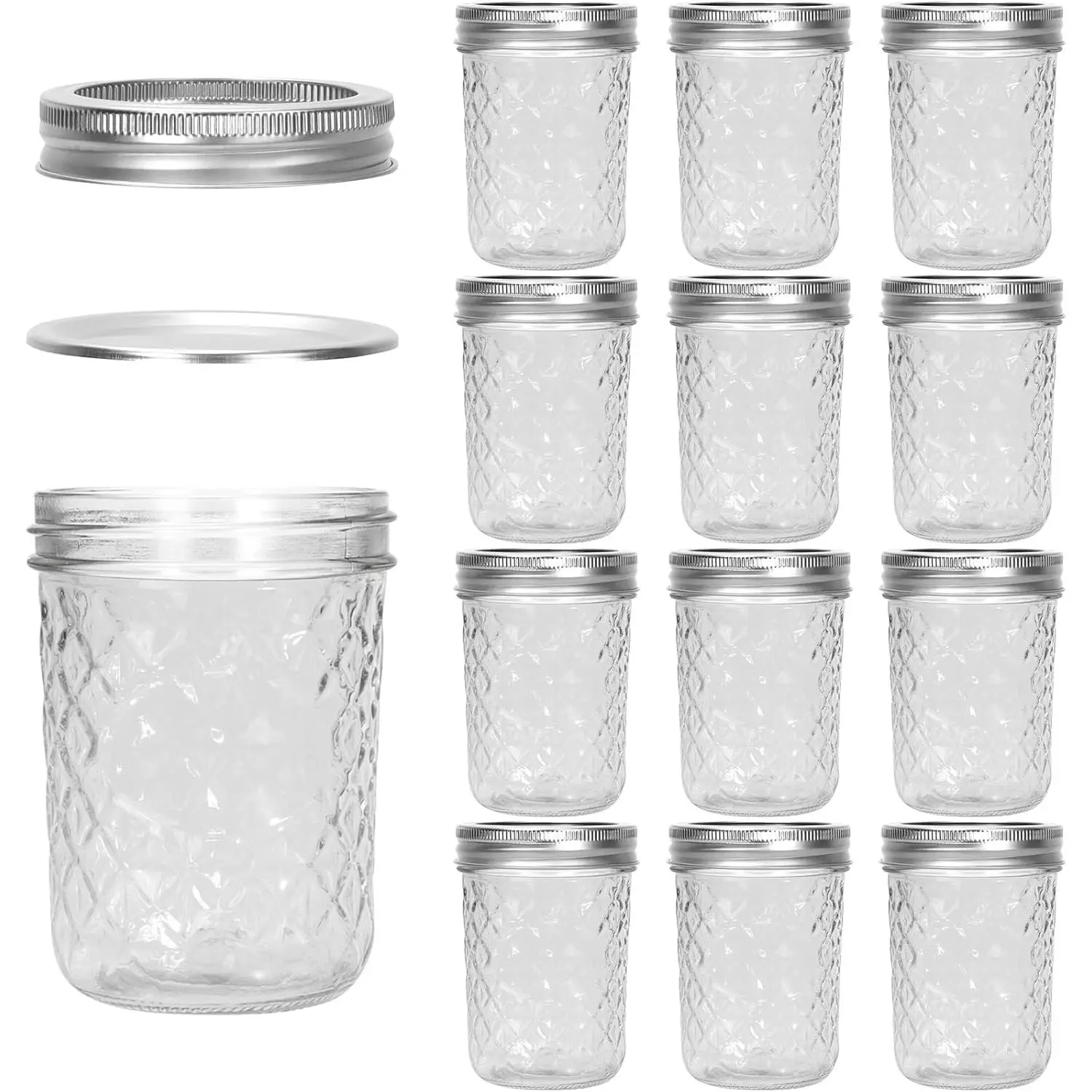 12-Pack 16 oz Wide Mouth Glass Mason Jar Set with Airtight Lids, Bands - Kitchen Storage Containers for Pet Supplies, Preserving, Pickling, Labels, Easy Cleaning, Freshness Lock