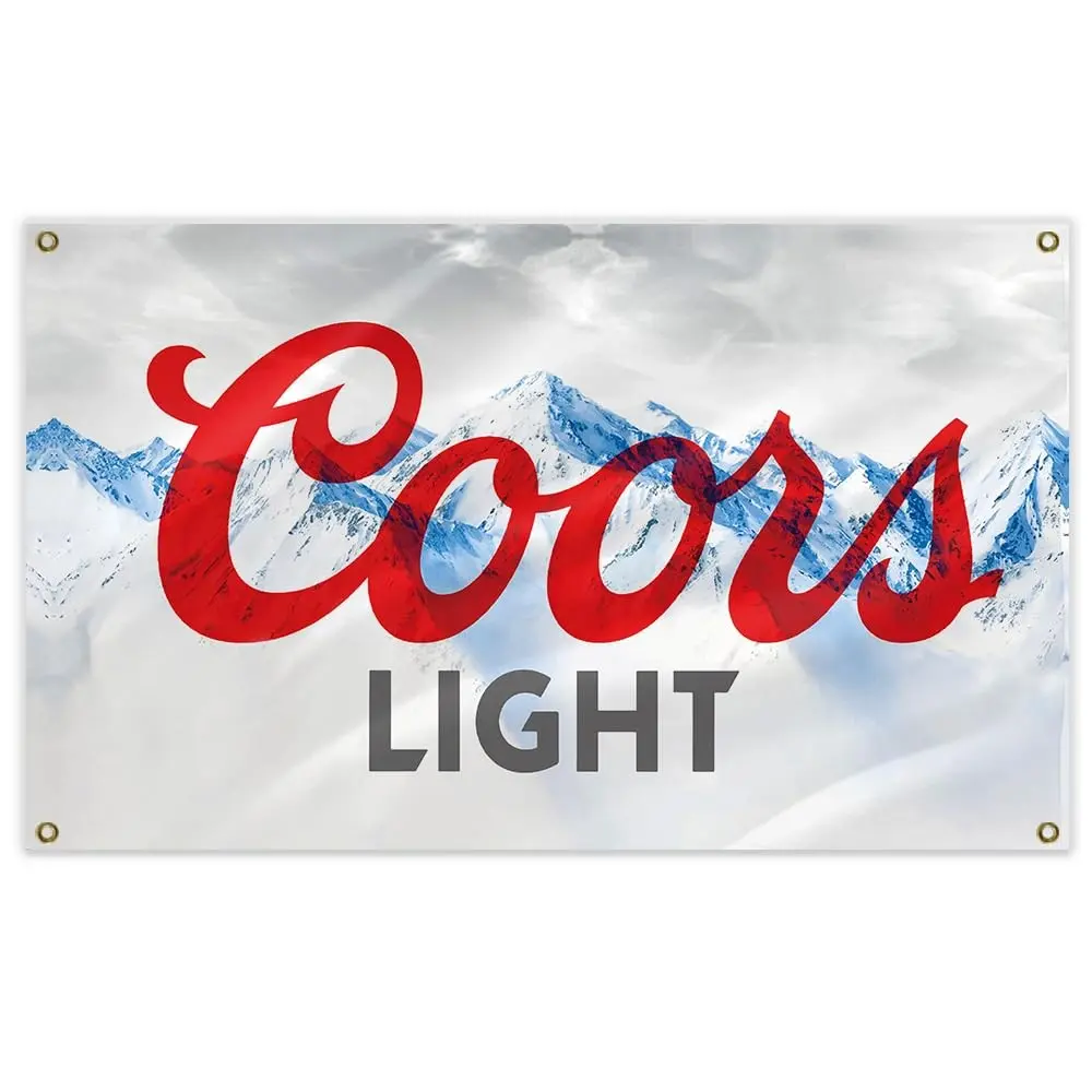 Universal Cool Beer Flag 3x5 Feet, Coors Logo Light Banner for Cave Bar Decor, Garage Cave Decoration, Bedroom Flag, Fun Dorm Flag