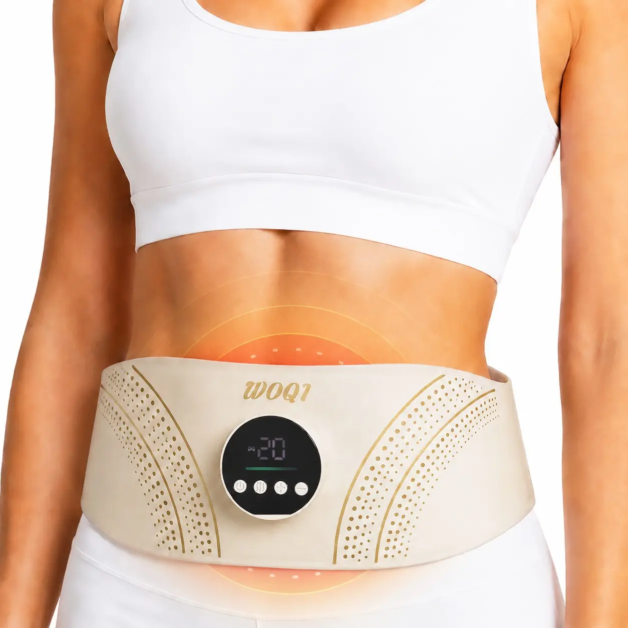 Cordless Abdominal Massager with Heat, All-in-One Wearable Body Massage Belt, USB Charging Body Massager, 6 Massage Modes & 3 Heating Levels, Personal Care Tool for Men, Women