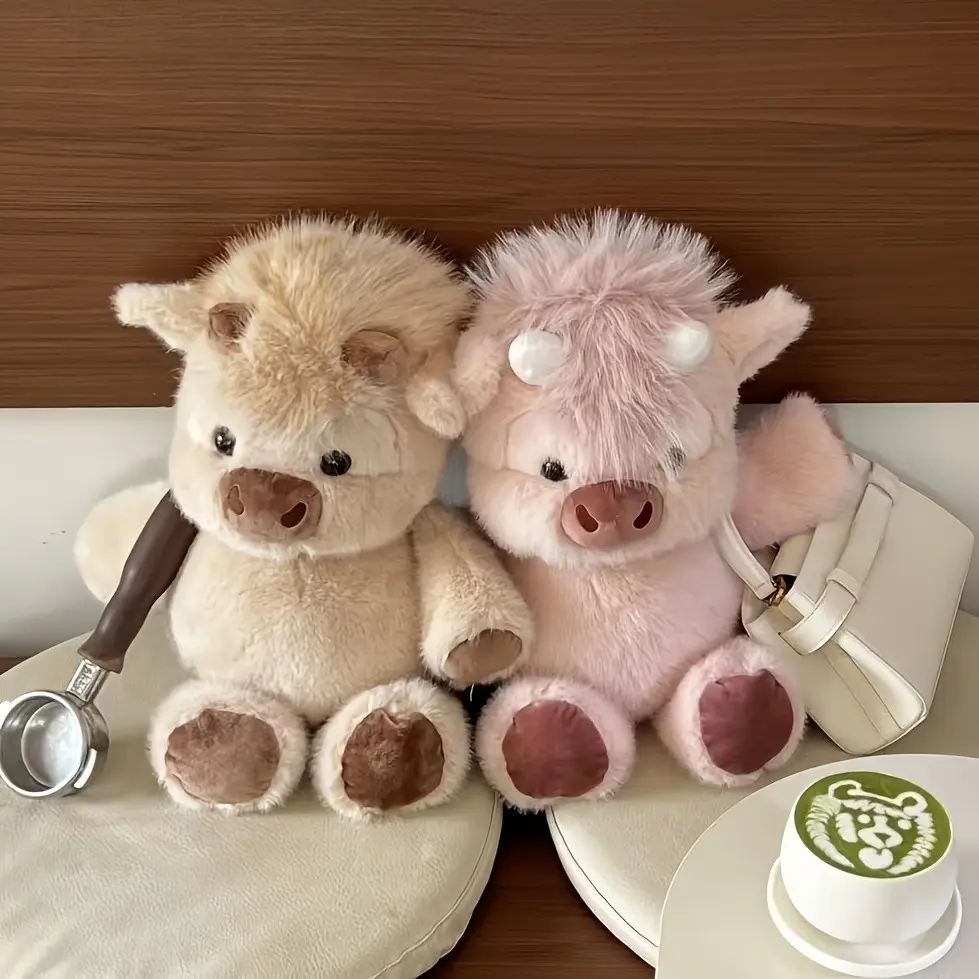 Running Highland Cow Plush Toy - Soft Fluffy Stuffed Animal, Movable Walking Cow Doll, Perfect Gift for Kids & Highland Cow Lovers, Cuddly Companion for Anxiety Relief, Cute Home Decor Plushie, Stuffed Animal Gifts