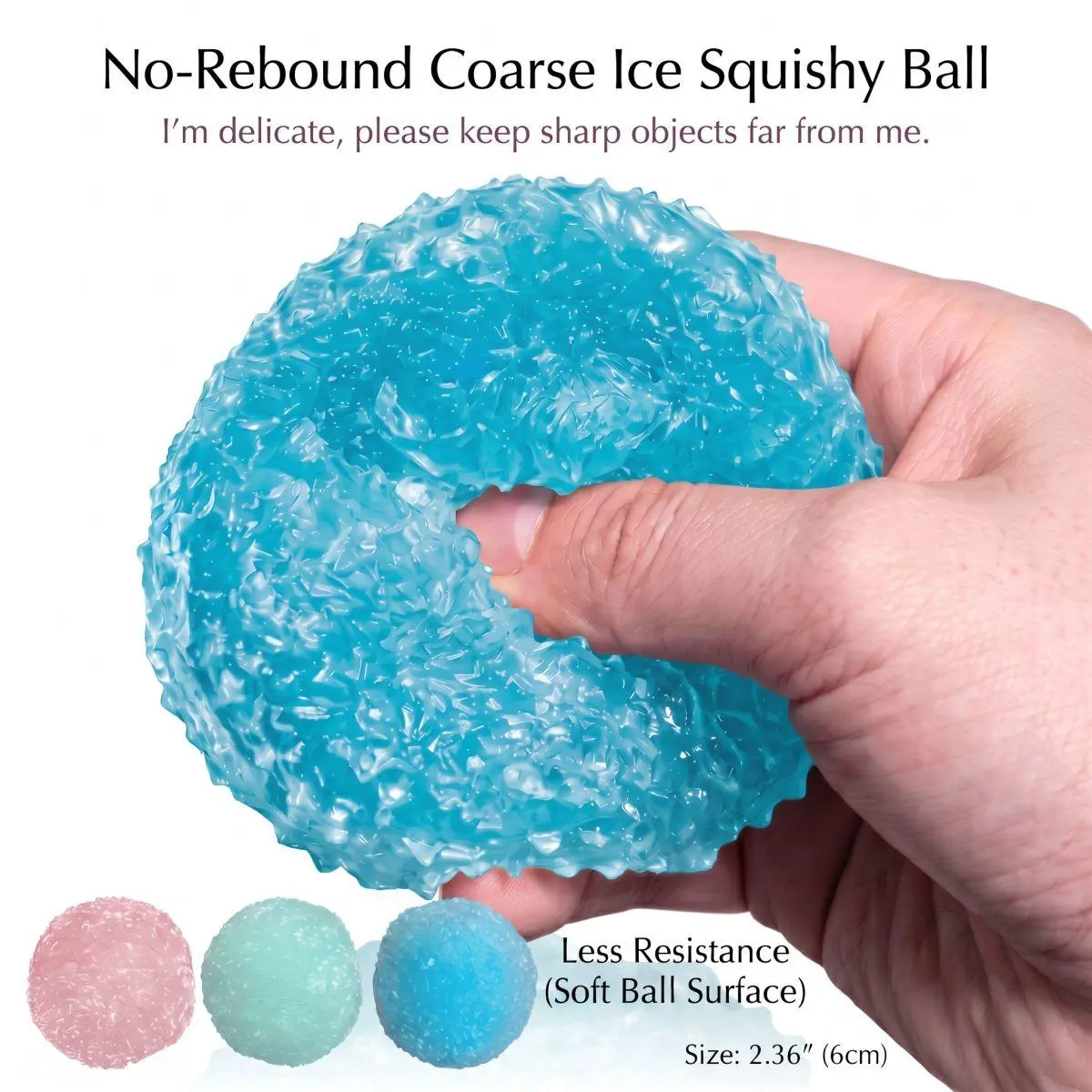 NAC01 ASMR Satisfying Handmade Crystal Crunch Mochi Squishy Ball, No-Rebound Soft Crunch Stress Relief Fidget Toy with Multi Various Textures, Anxiety Relief Sensory Fidget Squishies, Cute Fun Desk Toy for Teens Girls, Perfect Party Favors & Classroom