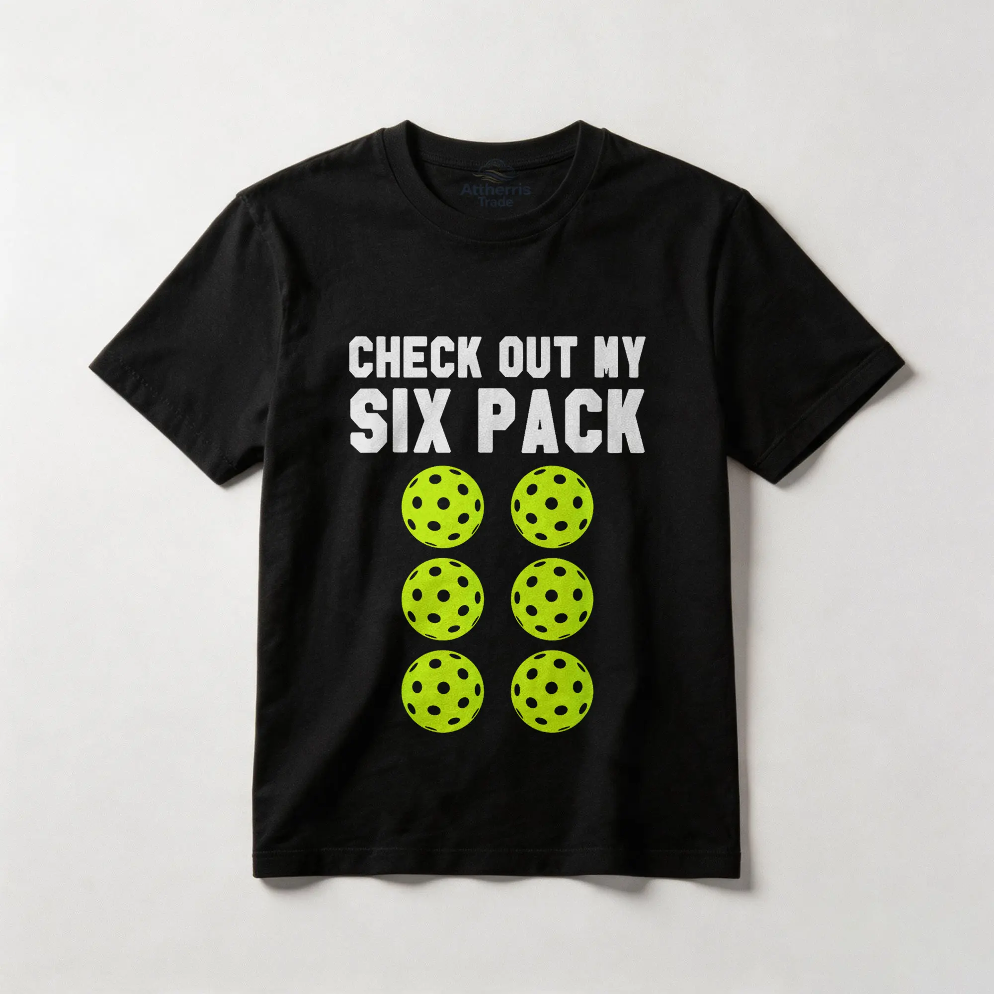 Check Out My Six Pack Pickleball Cotton T-shirt, Graphic Crew Neck Soft Top Short Sleeve Casual Unsex Shirt for Men Women