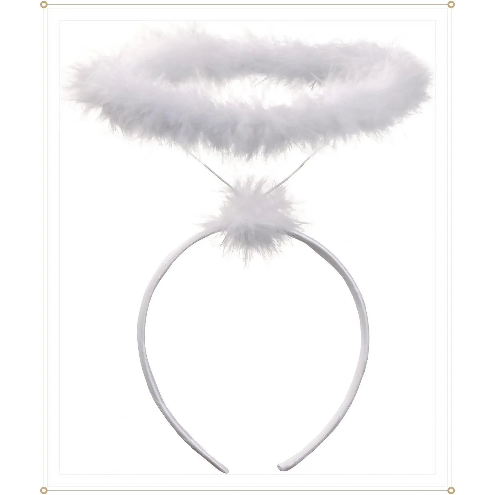 White Angel Halo Headband – Feathered Halo Costume Accessory for AdultsGift
