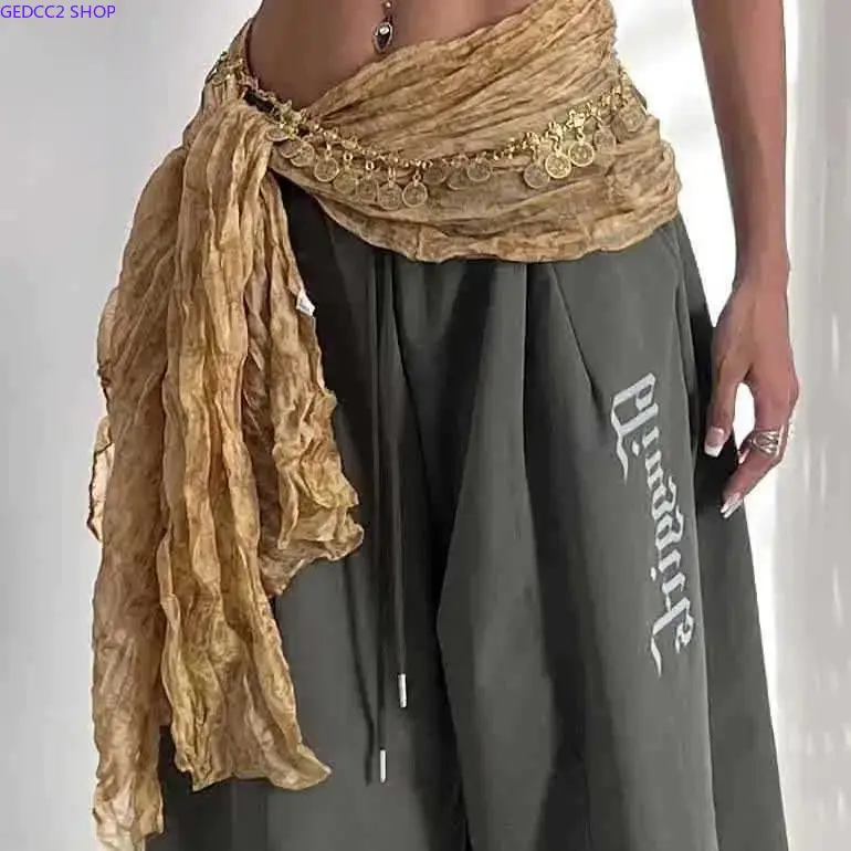 Cotton Boho Tribal Ethnic Pattern Coin Tassel Waist Scarf Hip Wrap - Multi-Use Waist Chain Belt for Belly Dance, Street Festival, Waist Chains, Tie Waist Belt