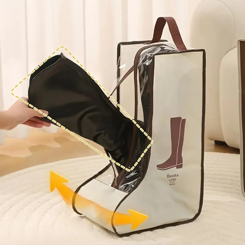 1transparent boot storage bag with handle-dustproof and moisture-proof,suitable for flat shoes,short boots and long boots,shoe storage, Shoe bags, transparent design, Wardrobe arrangement,simple storage box modern storage,strong material,travel essentials