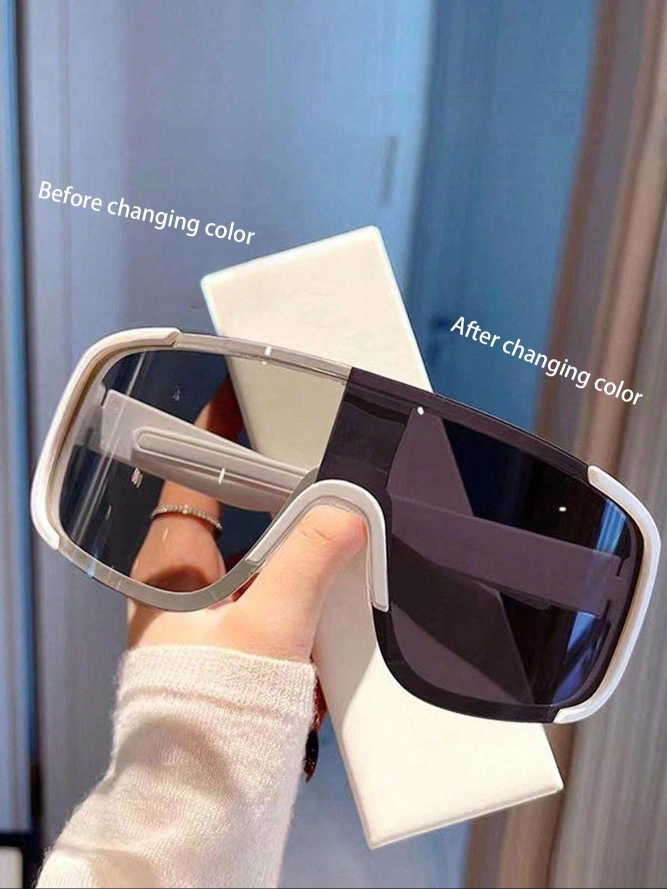 Unisex Simple Style Plain Color Sunglasses, Trendy Casual Sunglasses for Everyday Use, Fashion Accessories for Outdoor Activities