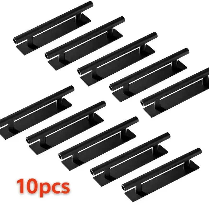 10pcs self-adhesive cabinet handle, black self-adhesive drawer handle ABS plastic, self-adhesive punch-free wardrobe handle, suitable for drawers, wardrobes, cabinets and other hardware handles.