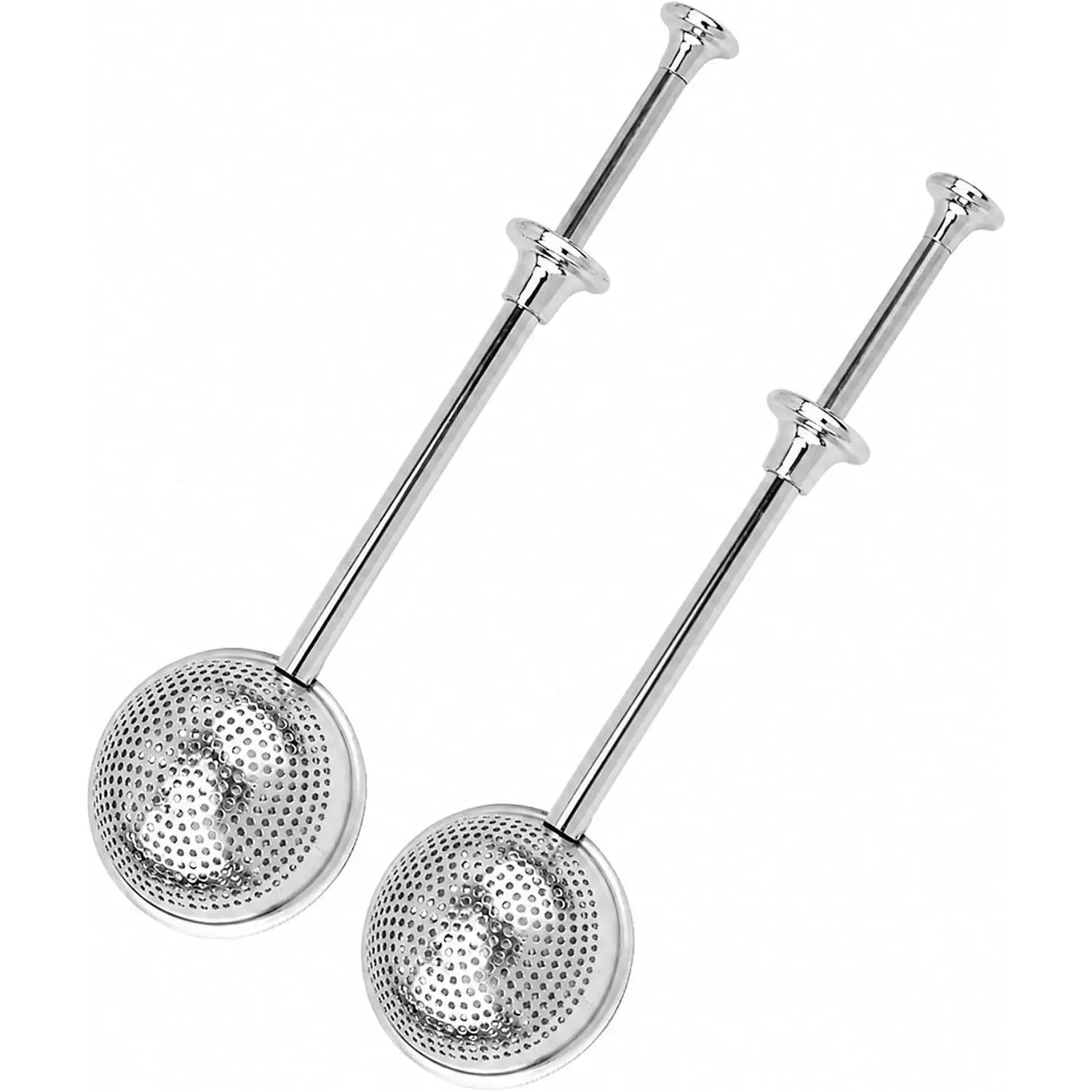 2 Pack Stainless Steel Flour Dusters with Spring Handles for Baking | Fine-Mesh Shakers for Flour, Powdered Sugar, Cocoa and Spices when Baking Bread, Cakes, Pastries and Desserts