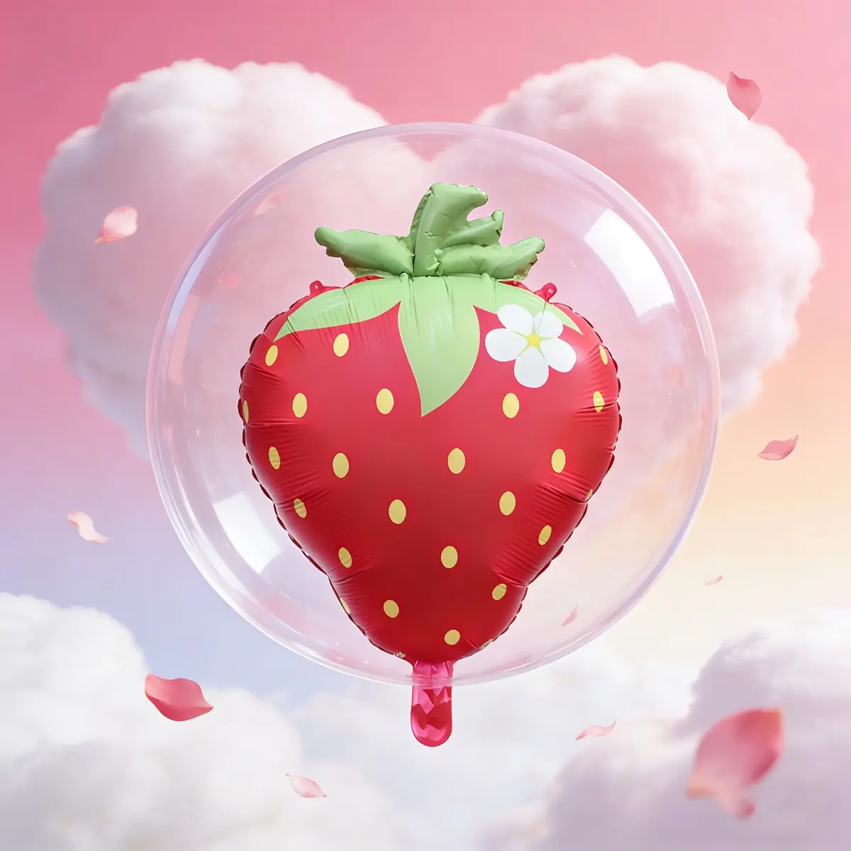 8-piece set of transparent bobo balloons paired with red strawberry foil balloons, decorative items for birthdays, weddings, anniversaries, Christmas, New Year, and Valentine's Day