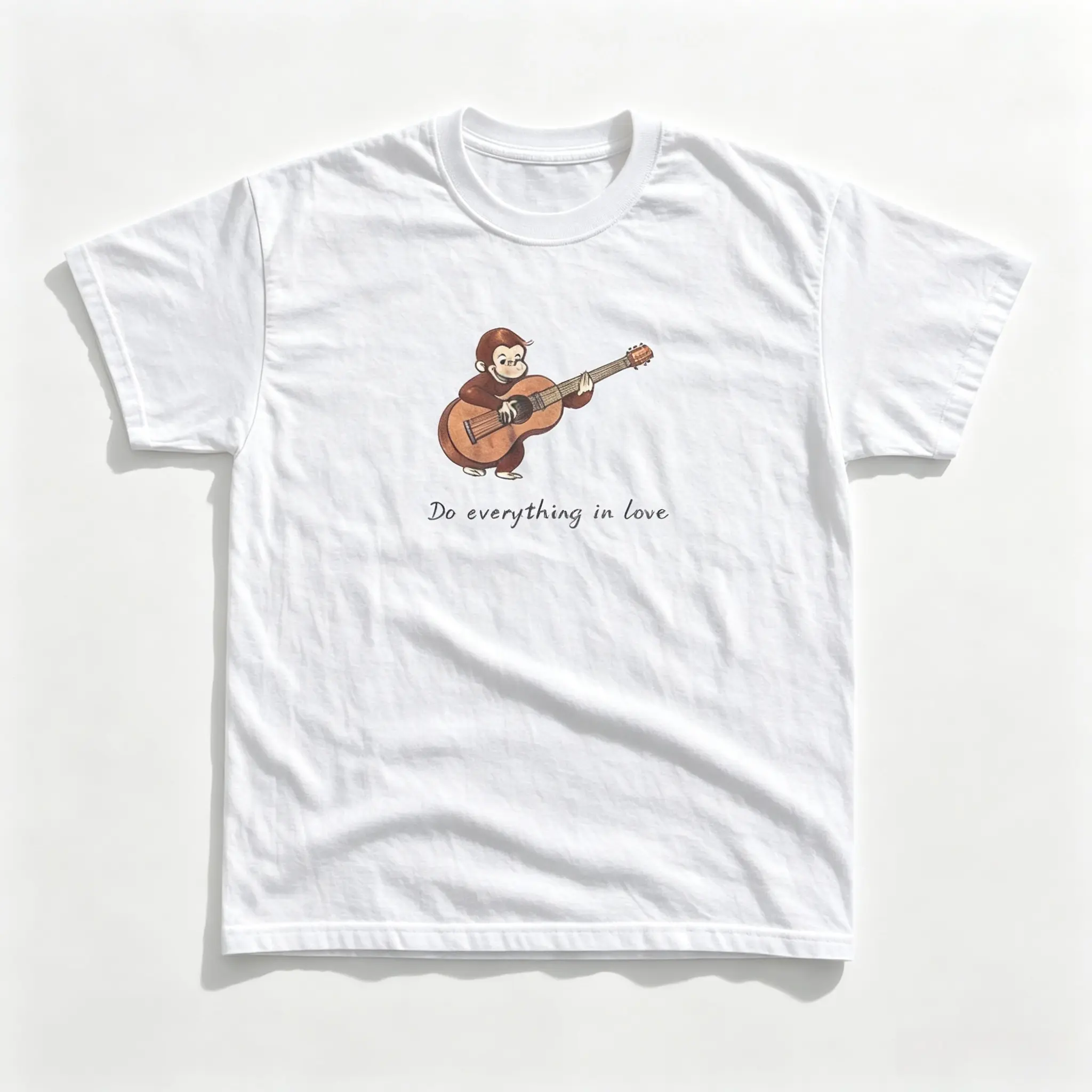Men's 100% Cotton Short-Sleeve T-Shirt - Lightweight Casual Fabric, Soft, Vintage Monkey Graphic, Positive Quote, Comfortable Fit, Everyday Essential Daywear, Cold Water Washable, Suitable for Gifting to Women