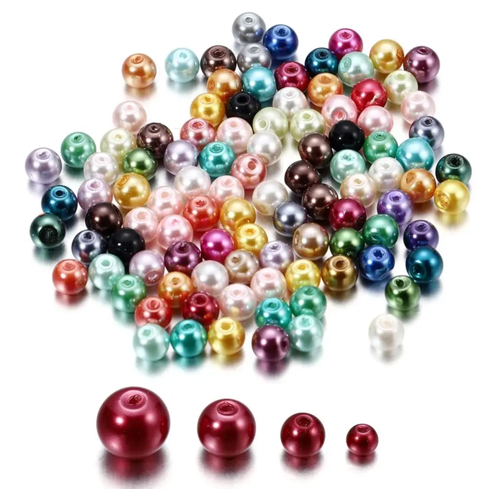 50-100Pcs 4/6/8mm Round Glass Bead Imitation Pearl Beads for DIY Earrings Necklace Jewelry Making Findings Accessories animals resin