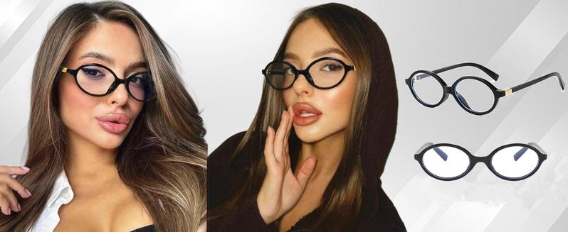 Vintage Oval Flat Top Blue Light Glasses, Unisex Retro Small Frame Clear Lens Eyewear, PC Frame Comfortable Glasses with Spring Hinges for Daily Office Screen Use