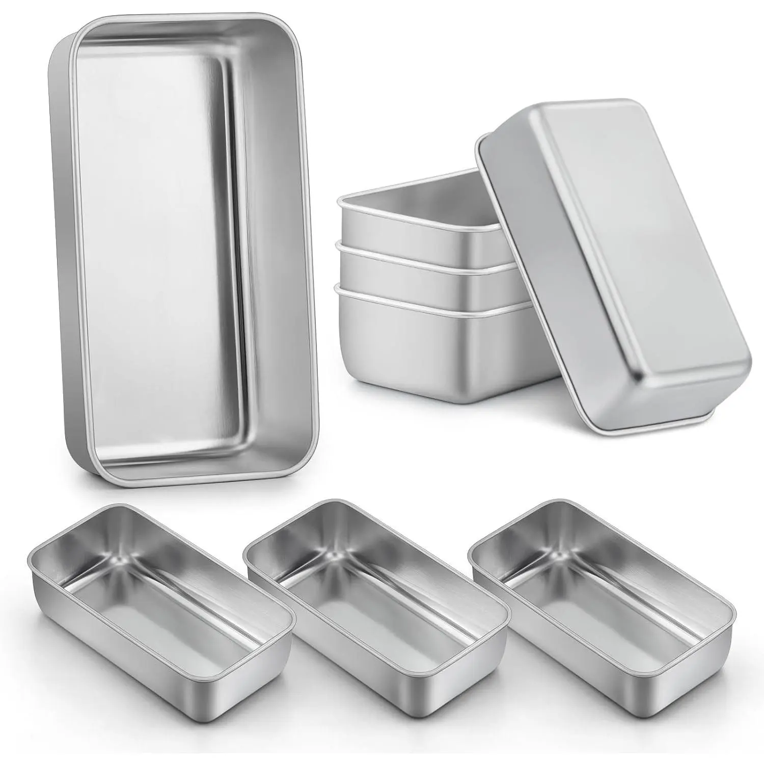 Loaf Pans 9x5 Inch, 8 Pack Bread Pans for Baking, Stainless Steel Baking Pans, Loaf Tins for Homemade Bread Brownies and Pound Cakes, Dishwasher Safe