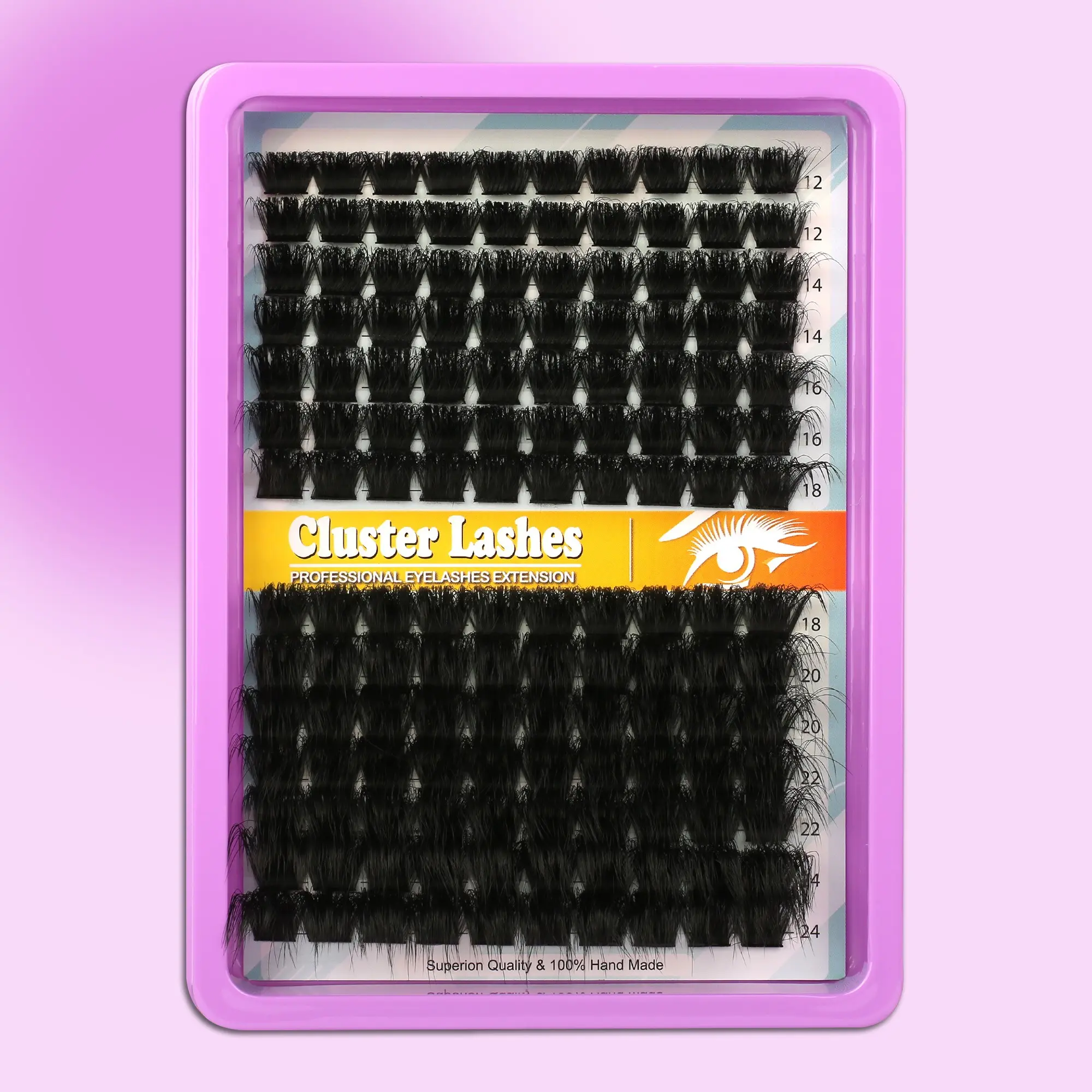 DIY 200D Fluffy Thick Lashes Clusters 12-24MM Super Volume Lash Clusters 140 PCS D Curl Dramatic Individual Lashes Wispy False Lash Extensions for Salon Look at Home