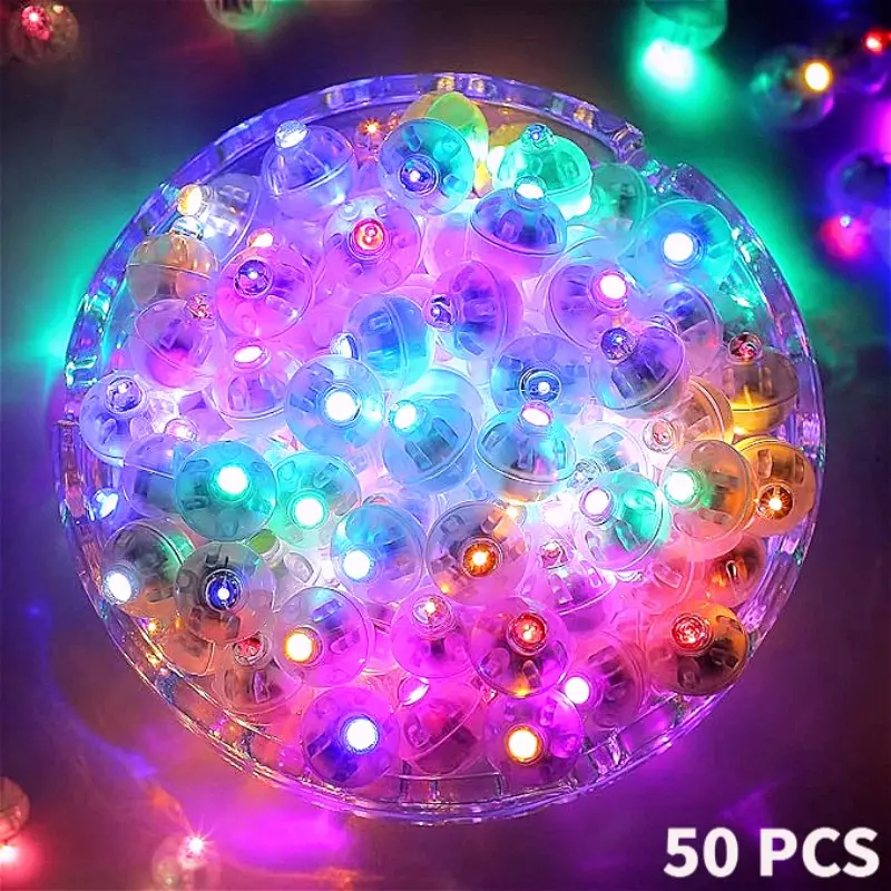 50 Multicolor Mini LED Party Lights, Waterproof Battery-Powered Balloon Lanterns, Ideal for Home Decor, Festive Parties, Weddings, Birthdays, Christmas, Halloween, Lighted Lantern, Holiday Decoration Lights, Party Decoration Supplies