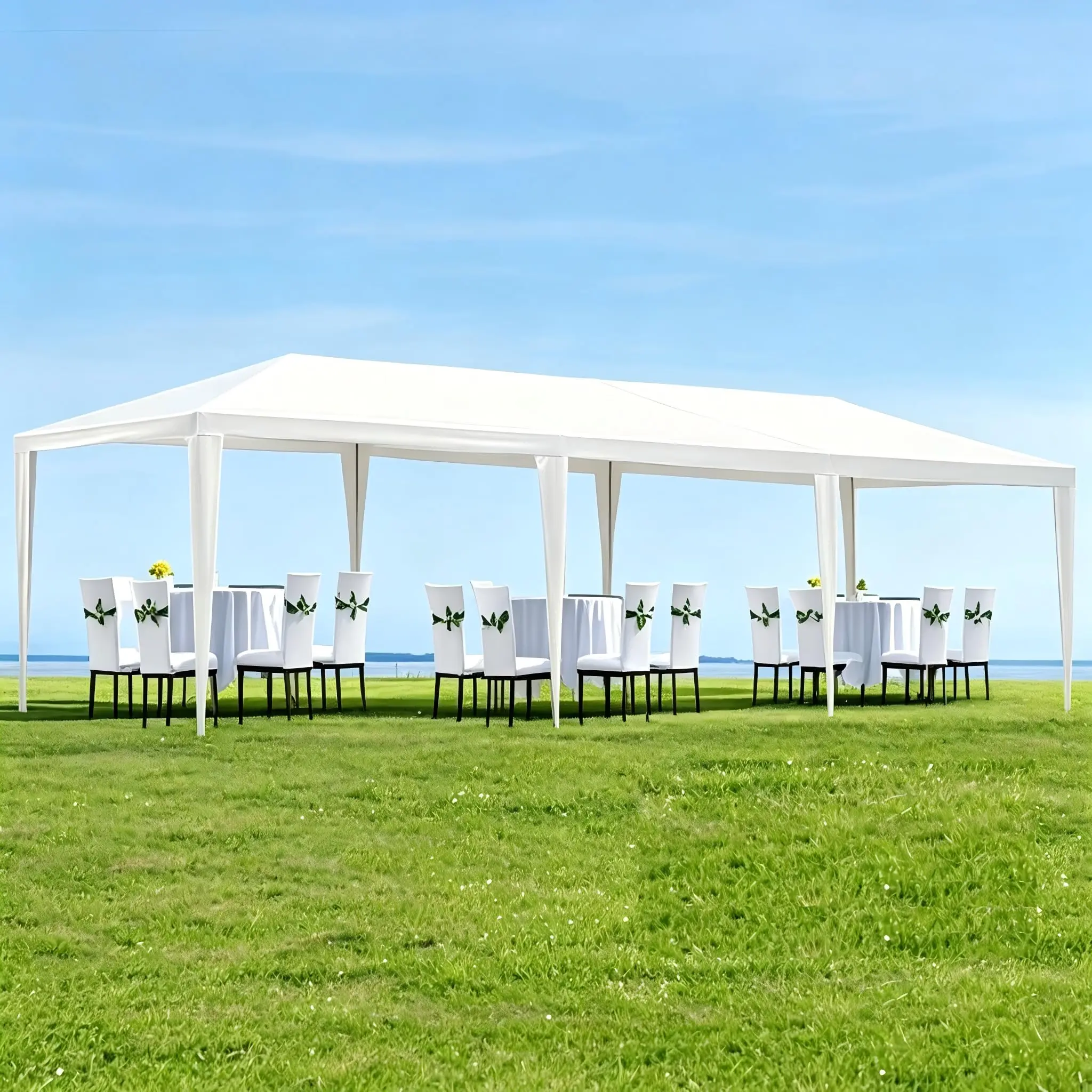10x20FT/10x30F Canopy Tent – White Outdoor Party Shade Without Sidewalls, Waterproof Gazebo for Backyard, Beach, Market, Wedding, BBQ, Portable Carport with Steel Frame