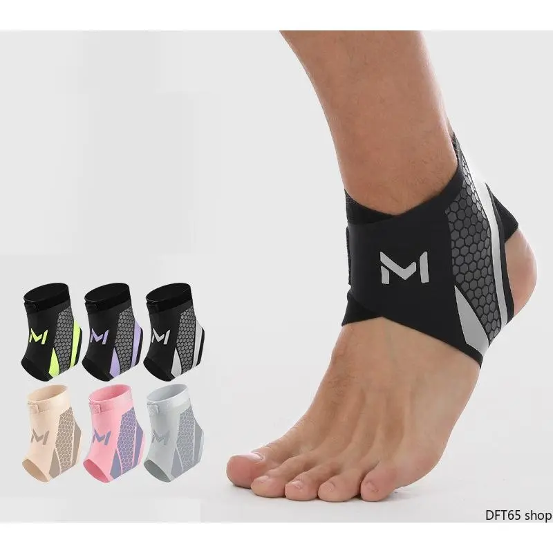 Unisex 1-Size Adjustable Compression Ankle Brace - Breathable Elastic Wrap with Anti-Sprain Support Pad, Joint Support, Lightweight Stabilization Sleeve for Basketball, Football (Black Grey, Enhanced Elasticity for Snug Fit, Flexible)