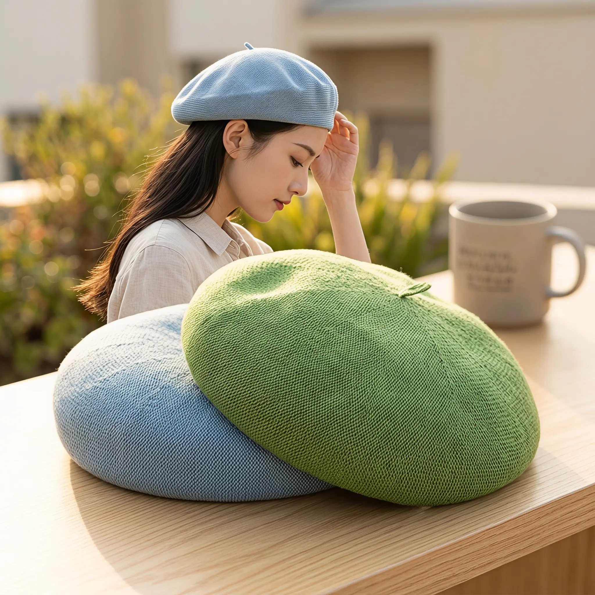 Cozy  Beret Breathable Cotton Beret For Women Sun Protection Solid Color Beret Casual Everyday Essential Lightweight Beret Tie Dye Beret Round Crown Beret Brimless Beret Fresh Style Beret For Spring  Linen Feel Beret
