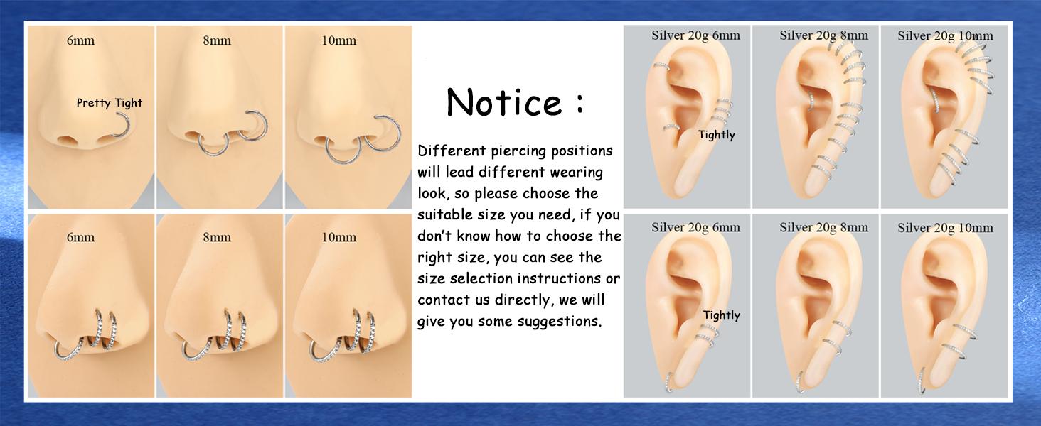 Milacolato 1count G23 Titanium Nose Rings Hoops Hypoallergenic Conch Piercing Jewelry 16G 18G 20G Hinged Segment CZ Paved Clicker Rings for Septum Cartilage Daith Helix Rook Tragus Ear Lobe Earrings for Women Men 6mm/8mm/10mm