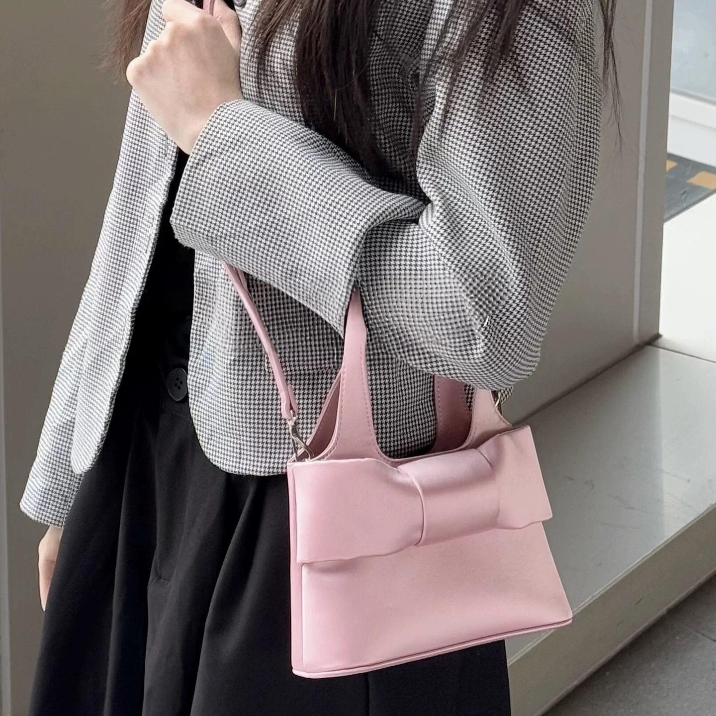 Sweet 2026 Spring Bowknot Bag - Cute Pink Handbag for Teens, Fashion Crossbody , Trendy Gift for Girls