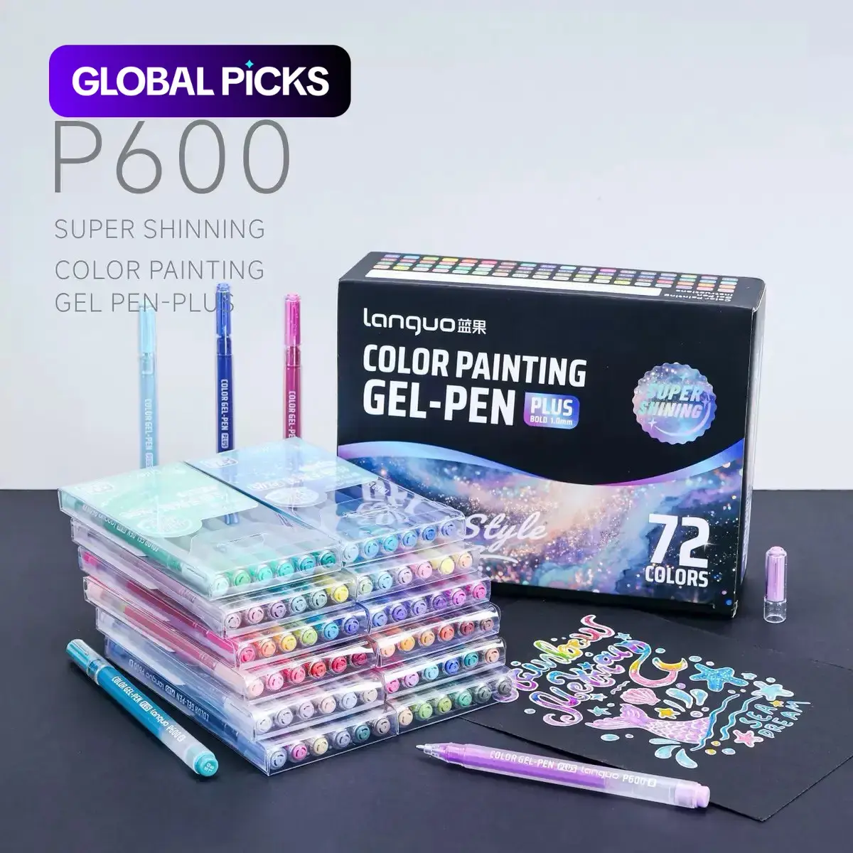 72‑Color Blue Fruit Sparkle Journal Pen Set, Large‑Capacity Glitter Highlighter and Gel Pens, Aesthetic Pens, Multicolor Neutral Ink Writing Pens, Unique Pens for Students #GLOBAL PICKS
