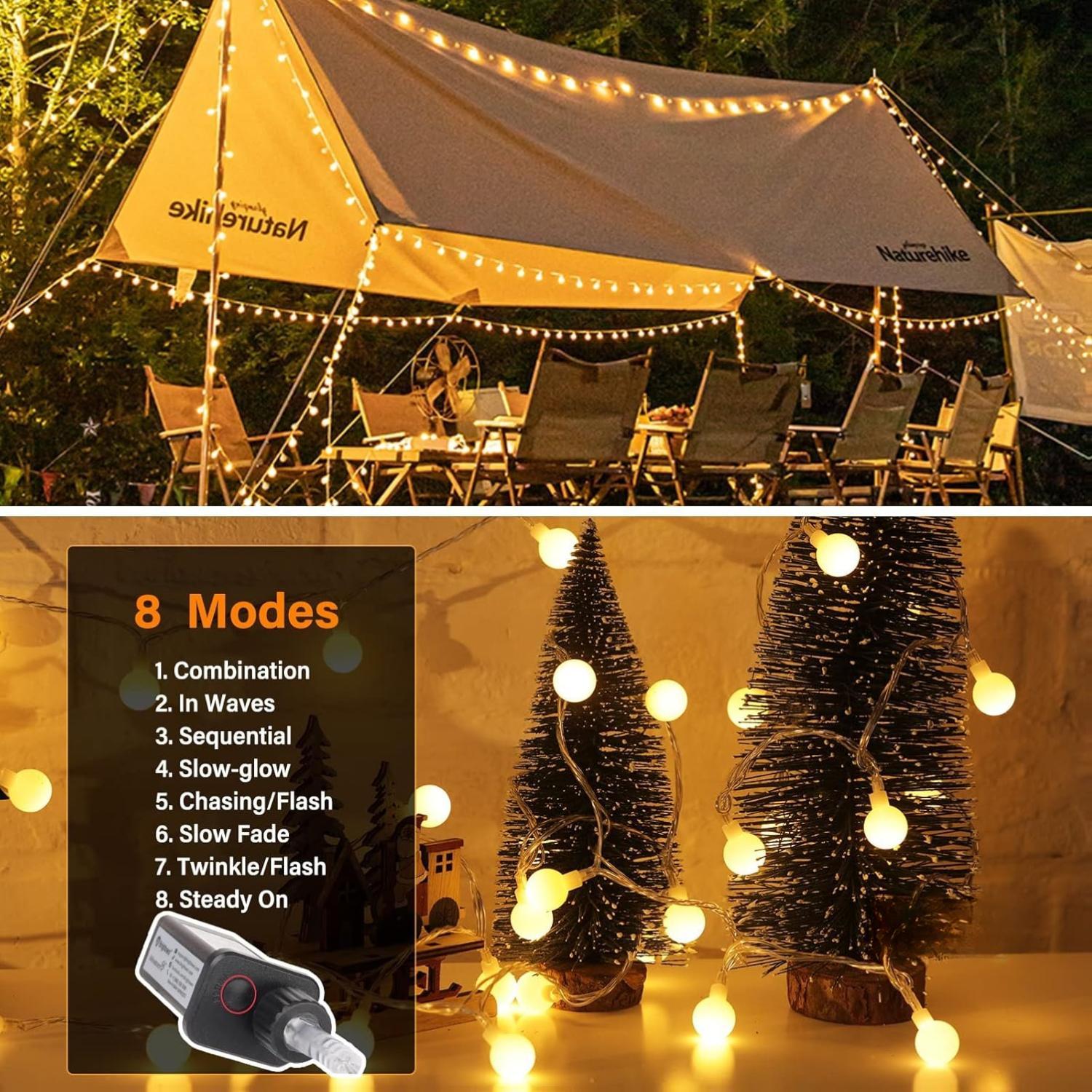 Globe String Lights, 33 Feet 100 Led Fairy Lights Plug in, 8 Modes with Remote Mini Globe Lights for Indoor Outdoor Bedroom Party Wedding Garden Christmas Tree Decor, Warm White Globe String Lights, 33 Feet 100 Led Fairy Lights Plug in, 8 Modes with Remote Mini Globe Lights for Indoor Outdoor Bedroom Party Wedding Garden Christmas Tree Decor, Warm White