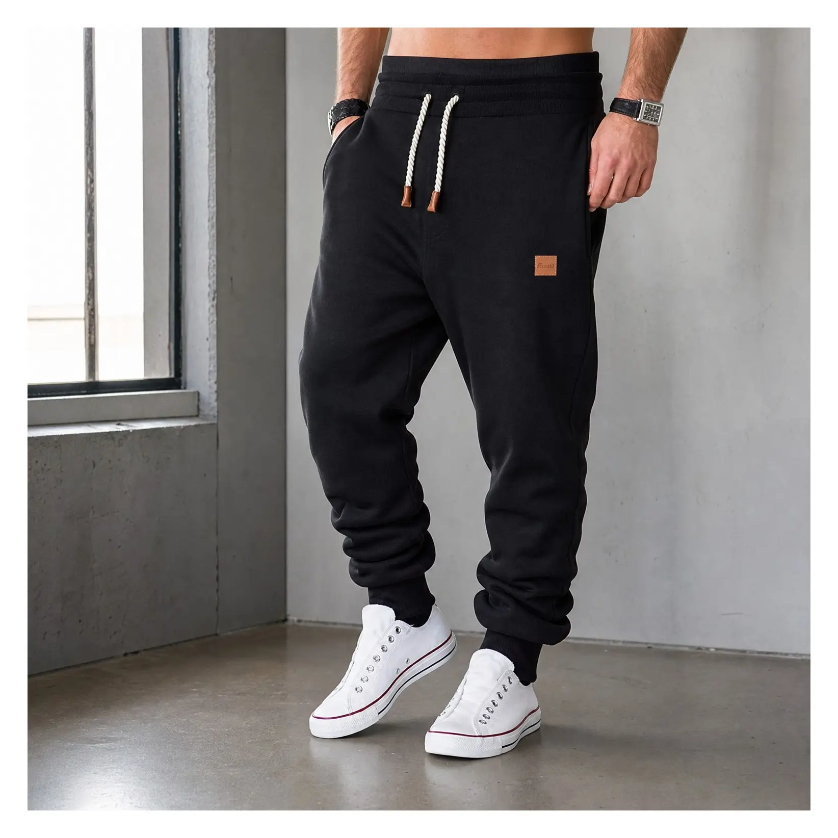 Men's Heavyweight Cotton Fleece Tapered Joggers Sweatpants with Pockets for Workout & RunningGift