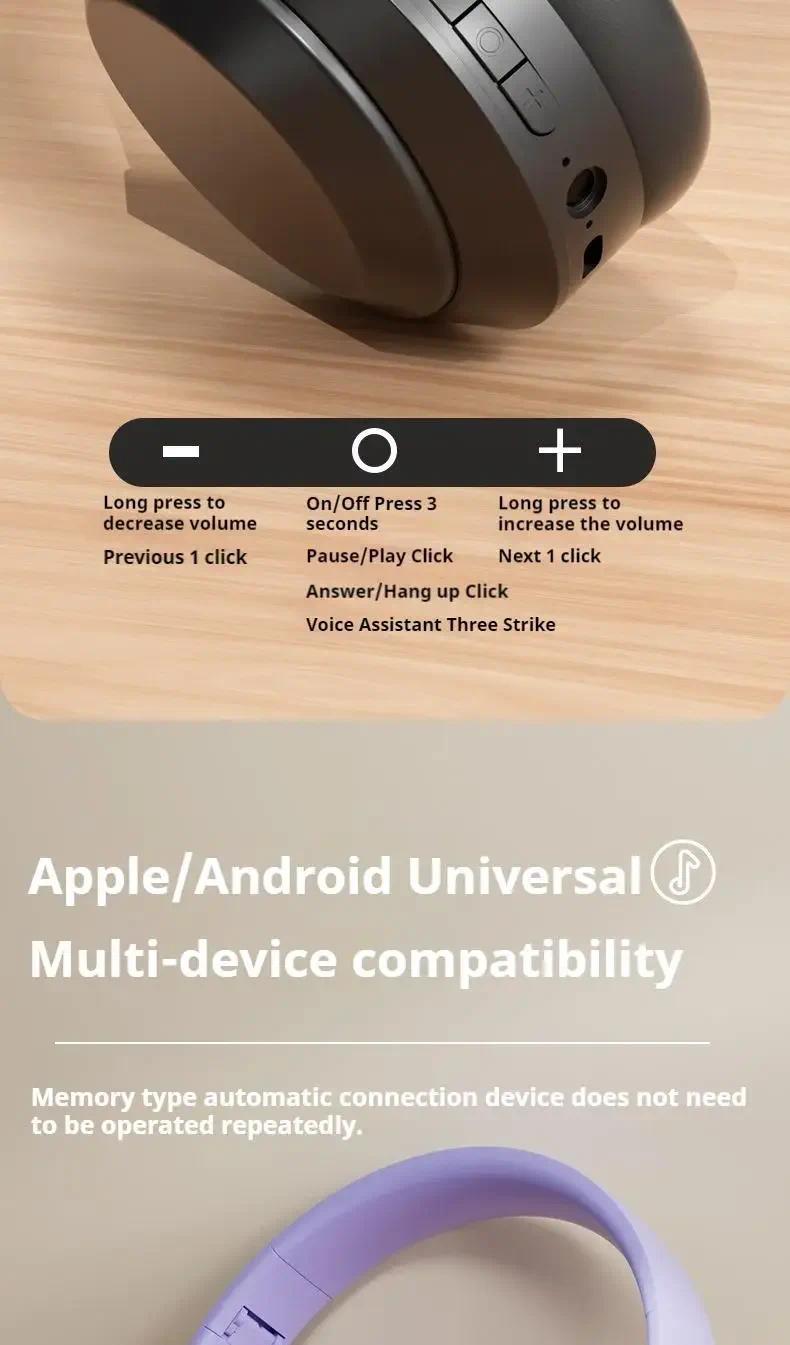 Over Ear HIFI Stereo M5 Headsets Wireless Bluetooth 5.3 Headphones Sports Gaming Earphones Support TF/AUX noise reduction cool tech gadgets