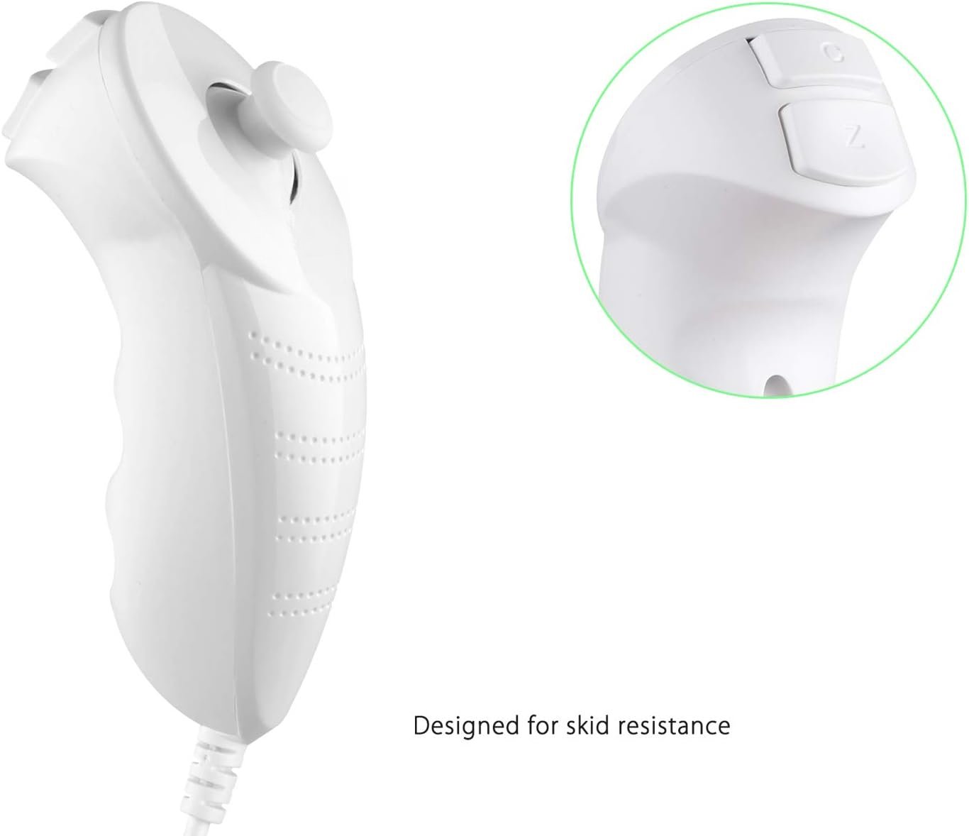 2Packs Nunchuck Controller Remote Replacement for  Nunchuk Wii Wii U Console White