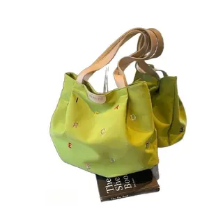Women's Large-Capacity Canvas Tote Bag - Casual Trendy Bag with Embroidered Letters, Student Daily Shoulder Handbag, Tote Bags