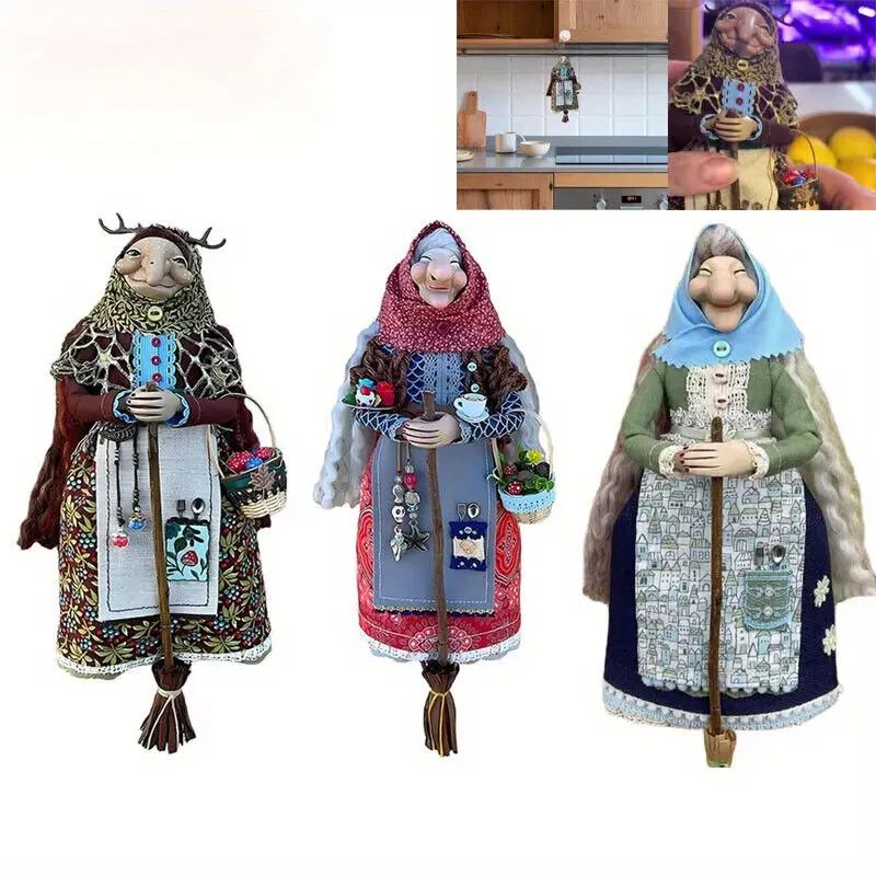 PABHAN Vintage Kitchen Witch Doll - Floral Polka Dot Resin Doll, Kitchen Decor Good Luck Hanging, Home Decorative Ornament - Crafts - The perfect holiday gift for family and friends!