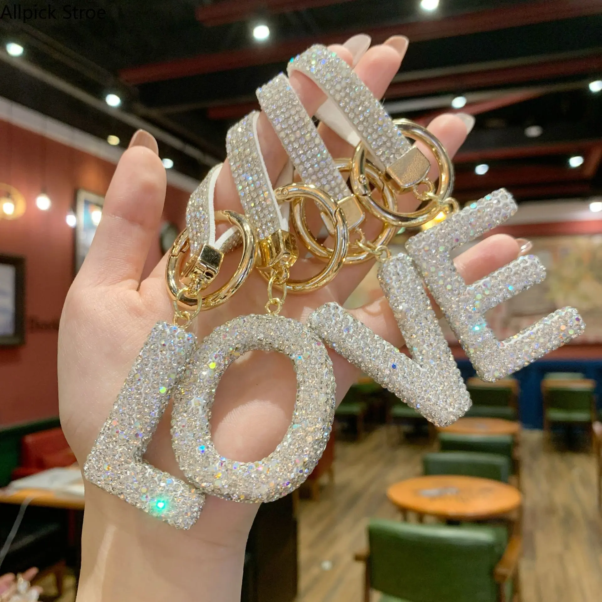 Portable Crystal Letter A-Z Keychain Charms & Twillies - Sparkling Initial Alloy Pendant Accessory, Cute Personalized Bag Charm for Backpacks, Women's Purse, Birthday Gifts, Portable Keychain Charms & Twillies