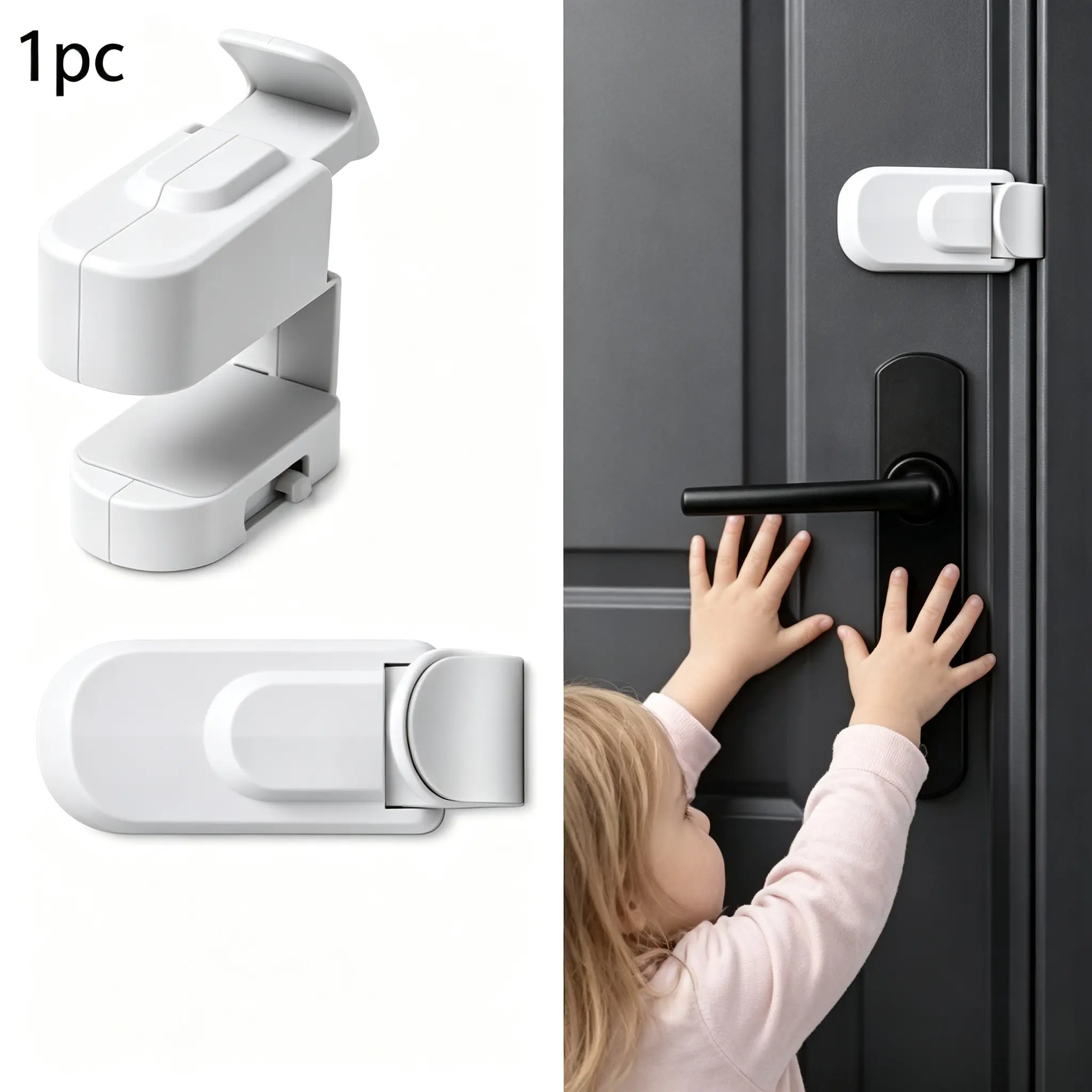 The Snap-On Door Lock Kids Can't Reach or Defeat - No Tools or Adhesives Required - Works With Door Knob, Lever or Handle - Childproof Safety Locks are Toddler, Baby and Child Proof (1 Pack)