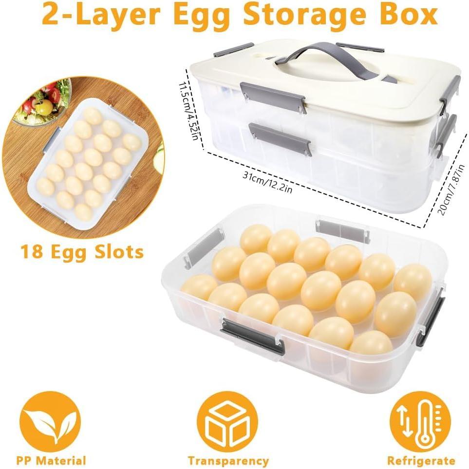 2-Layer Deviled Egg Containers With Lid,36PCS Deviled Egg Tray Carrier with Handl Injector Piping Tool,Portable Stackable Egg Holder Platter Holder Organizer for Refrigerator Party Picnic Travel Event 2-Layer Deviled Egg Containers With Lid,36PCS Deviled Egg Tray Carrier with Handl Injector Piping Tool,Portable Stackable Egg Holder Platter Holder Organizer for Refrigerator Party Picnic Travel Event