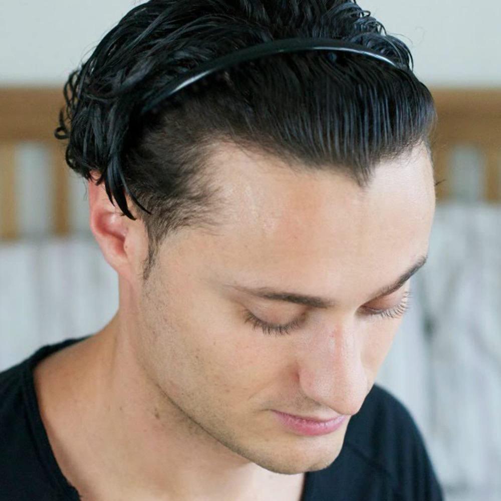 8PCS Fashion No Slip Effortless Plastic Headbands with Teeth Comb, Black Skinny Headbands Bandanas Hair Accessories Bands for Women Men