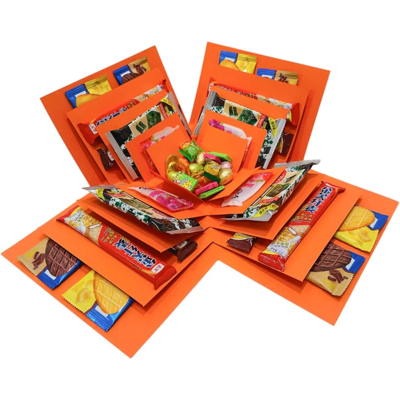 Box for Holidays, 5 Layer  Picture Box Opens Up | Multi Layer DIY Photos  for Birthdays (TANGRINE)