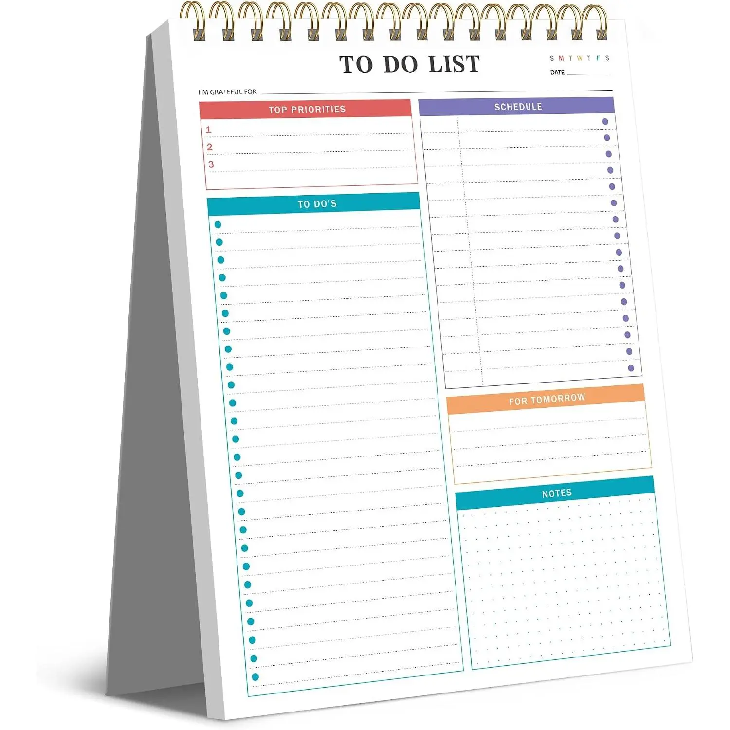 Undated Daily Planner Notepad - 8.5"x11" Gray Office Stationery, 52-Off Sheets, Schedule & Task Checklist, Desk Accessory for Work to Organize