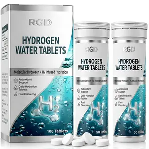 Hydrogen Water Tablets 100 Count, High PPM Molecular Hydrogen Tablets with Elemental Magnesium, Dissolvable H2 Generator Supplement for Energy Support, Muscle Recovery & Daily Hydration