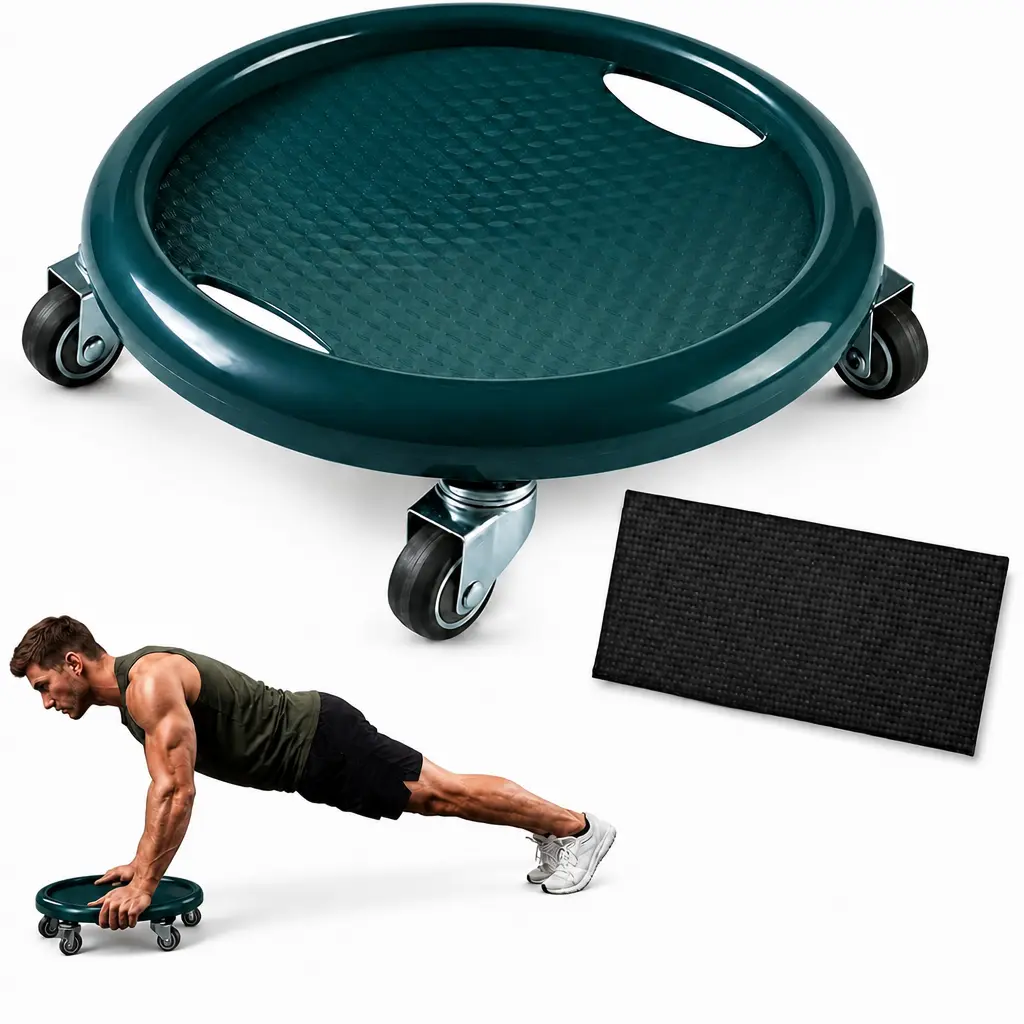 4-Wheel Silent Ab Roller Wheel with Knee Mat, Stable Abdominal Exercise Roller, Non-Slip Core Strength Training Tool, Ab Trainer for Abs, Obliques & Full Core Muscles, Portable Home Gym Workout Equipment for Men & Women