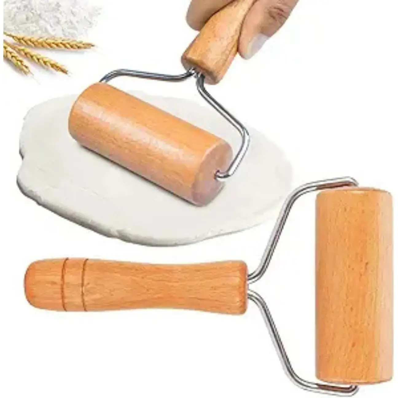 time Deal Small Rolling Pin, Wooden Dough Roller, Pizza Roller, Baker Roller Set for Home Kitchen Baking Cooking Bakeware Utensils