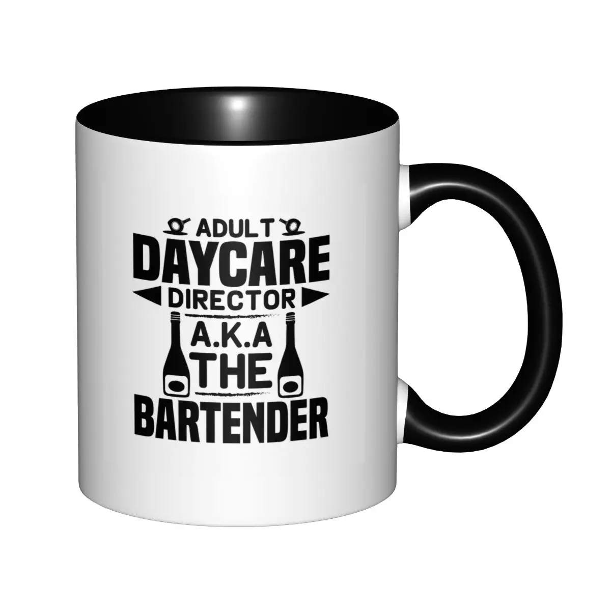 Adult Daycare Director AKA The Bartender Coffee Mug 11oz Black Inside Two‑Tone Ceramic Cup, Funny Bartender Slogan Pub‑Style Print, Humorous Bar Staff Novelty Tea Cup # BartenderMug # BartenderGift # PubMug