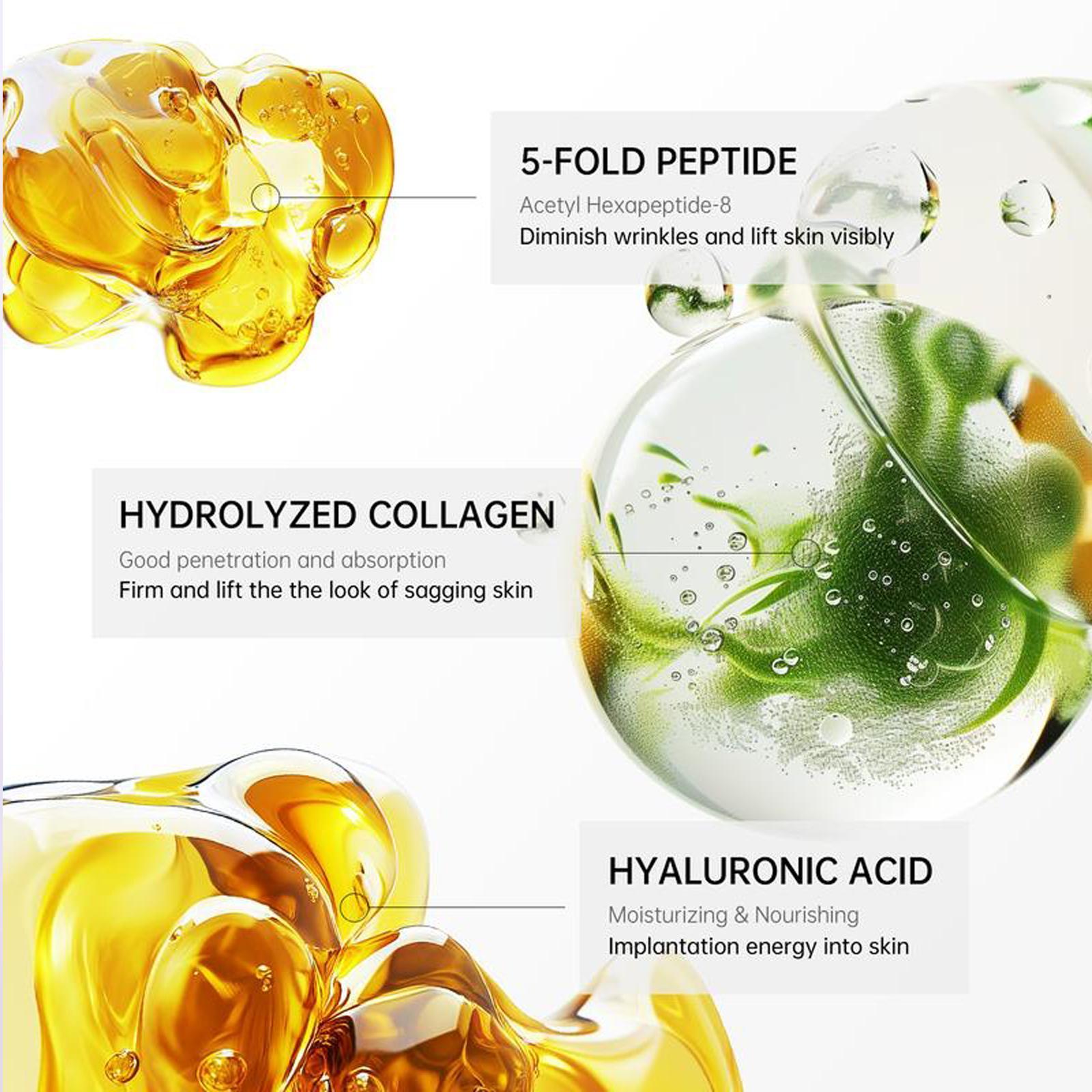 Five Rollers for All Around Massage,Neck Firming Cream,Collagen Neck Cream,Reduces Wrinkles and Double Chin,Relieves Edema,Suitable for Wrinkled Skin,with Hyaluronic Acid,VitaminC+E.