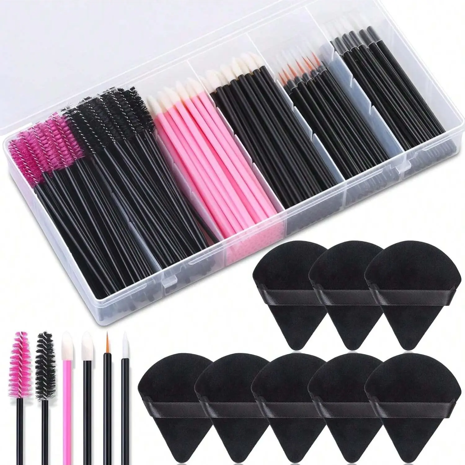 309-Piece Disposable Makeup Set, Includes Makeup Brushes, Powder Puff, Mascara Brush, Lip Brush, Eyeliner Brush, Essential for Makeup Artists