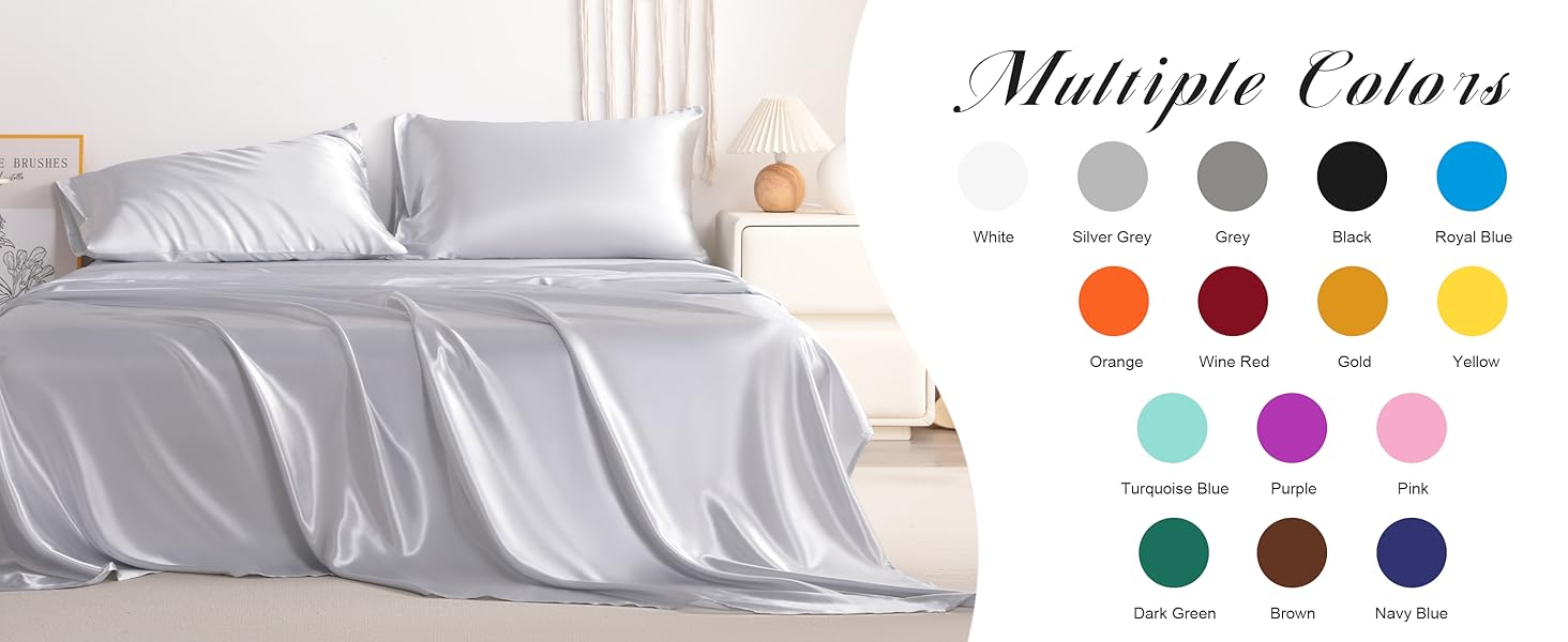 Silk Queen Sheet Set, 4-Piece Luxury and Soft Bedding Set Cooling Sheets for Hair and Skin, Includes 2 Pillowcases, 1 Flat Sheet, 1 Fitted Sheet with Deep, Pink Silk Queen Sheet Set, 4-Piece Luxury and Soft Bedding Set Cooling Sheets for Hair and Skin, Includes 2 Pillowcases, 1 Flat Sheet, 1 Fitted Sheet with Deep, Pink