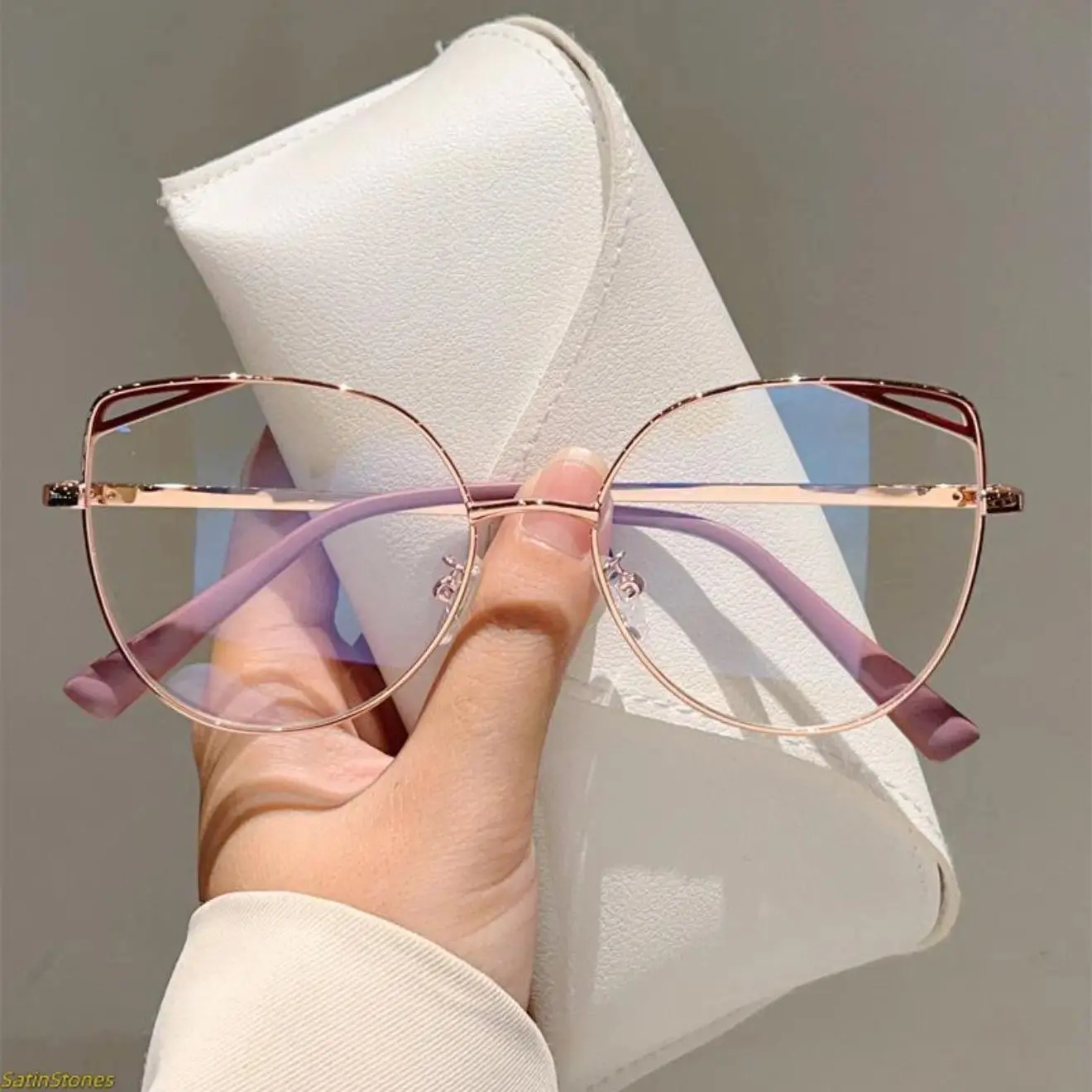 Women's Semi-Rimless Cat Eye Sports Eyewear - Resin Blue Light Blocking Lenses, Hollow Metal Frames, Lightweight for Daily Wear & Computer Use, Sunglasses For Women, Accessories For Women
