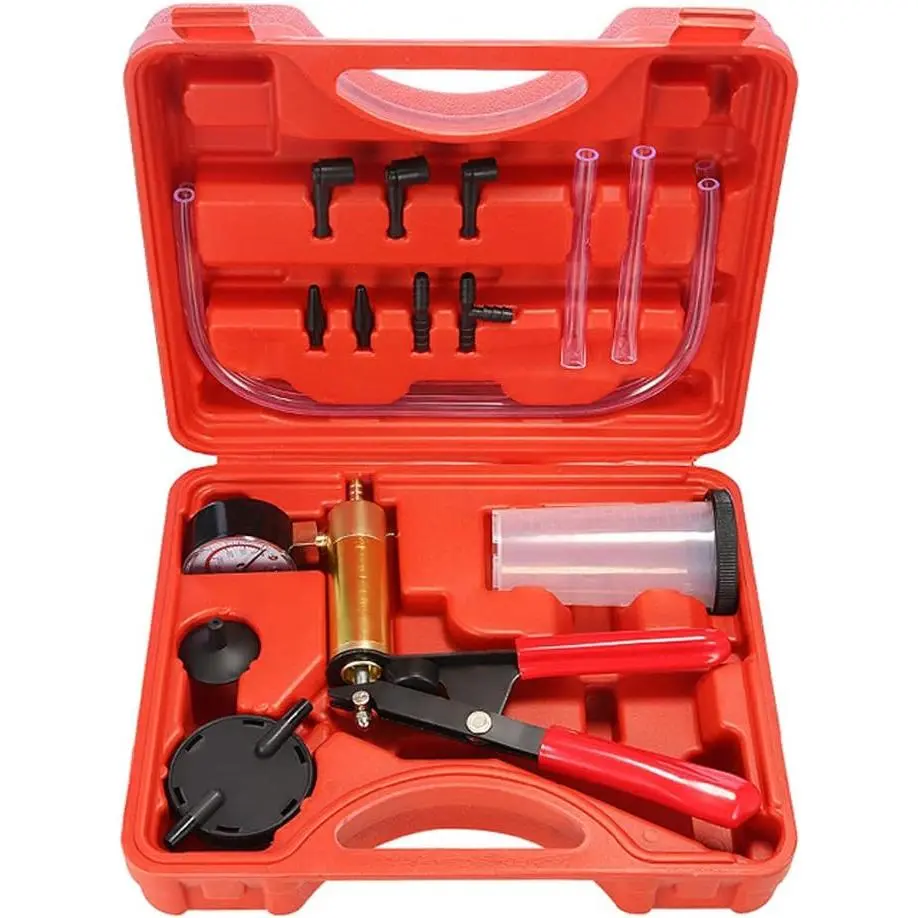 16 count  Bleeder Kit Hand Held Vacuum Pump Tester with Adapters for Automotive
