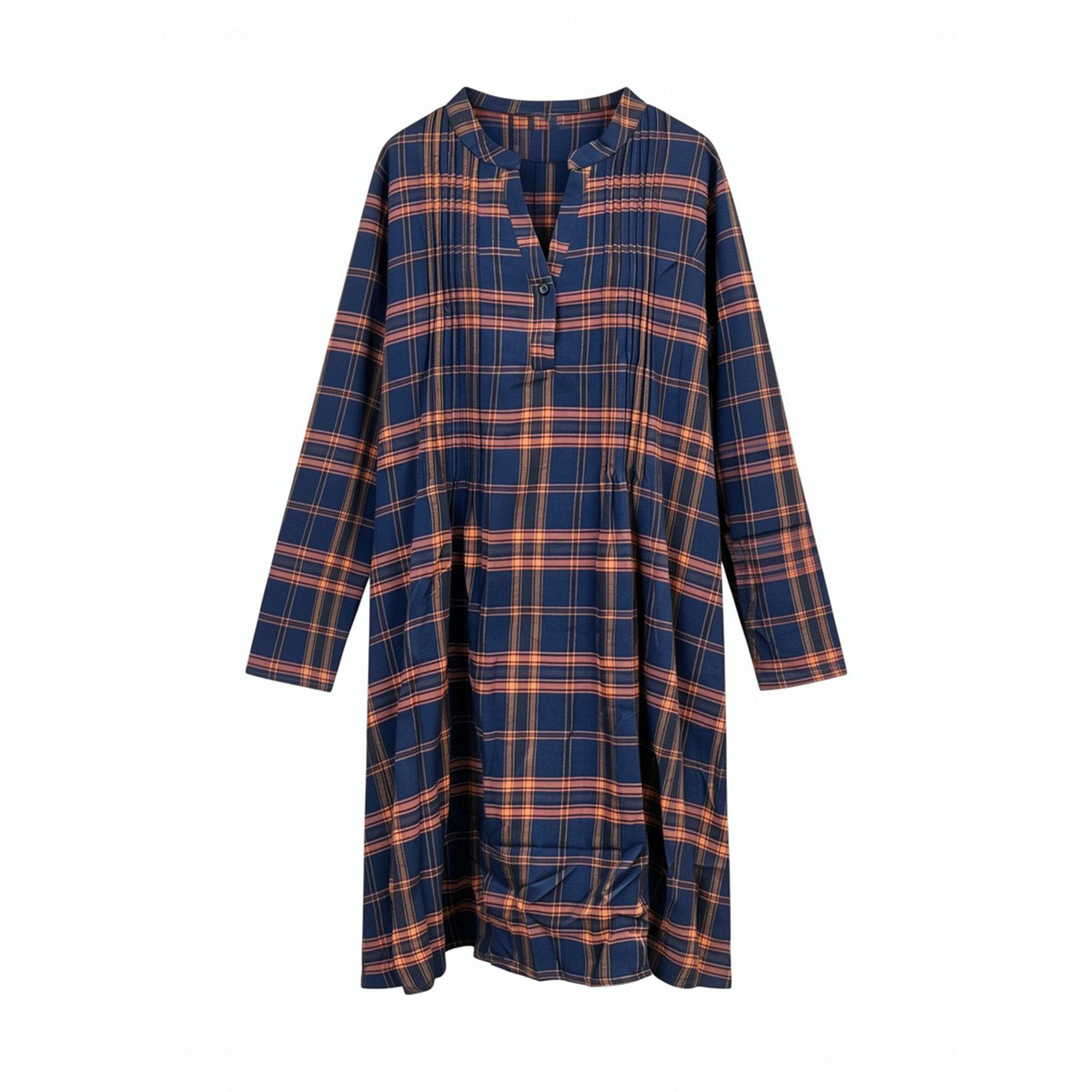 Plus Size Plaid Oversized Shirt Dress 0XL-4XL | Versatile Button-Neck Tunic | Effortless Casual Style for Errands, Coffee Dates & Fall Fashion