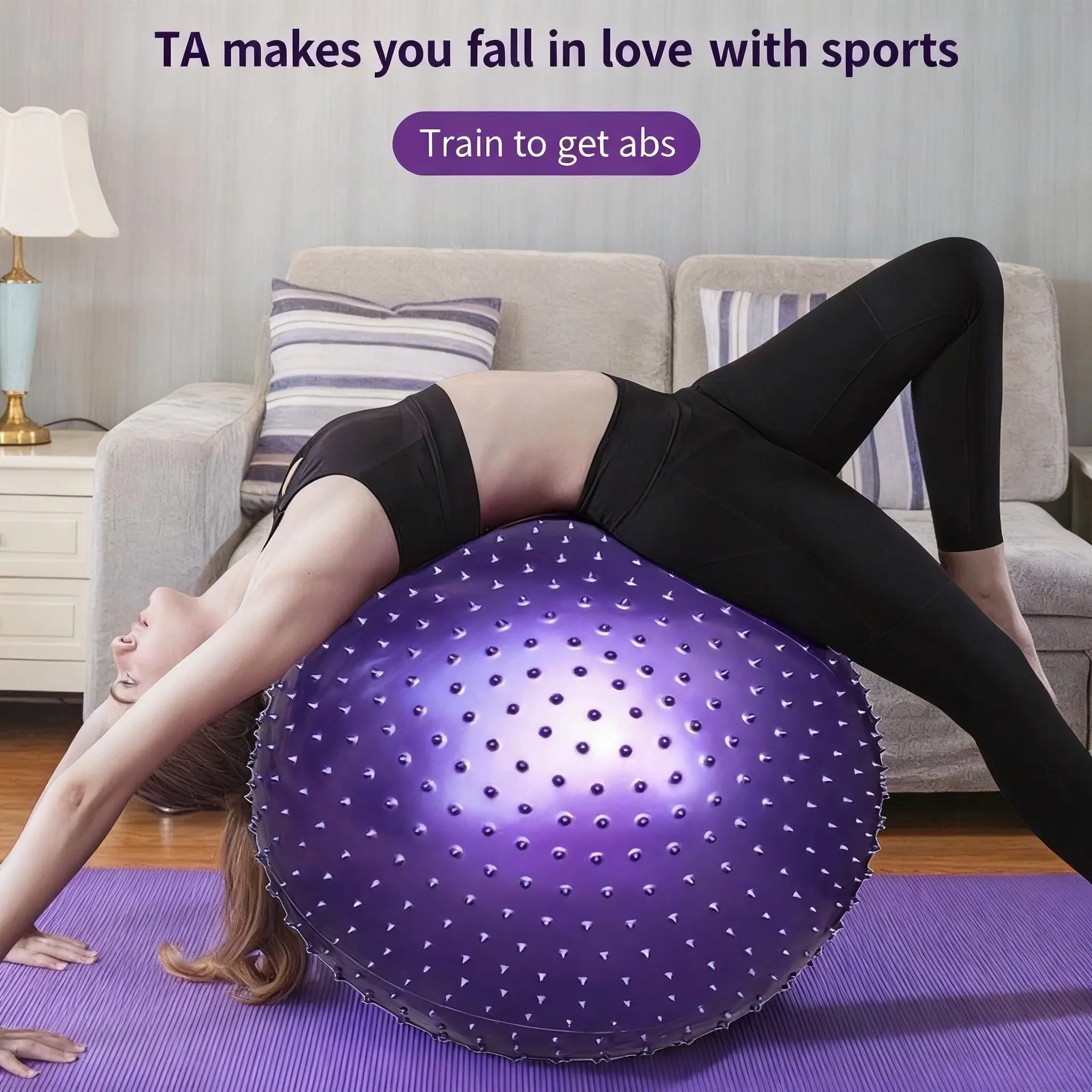 Large Anti-Burst Yoga Exercise Ball, Thickened Non-Slip Stability Ball, Workout Ball, Fitness Equipment, Pilates Ball, Ideal for Core Training, Pregnancy Care, Pre-Natal Prep, Home Gym Fitness