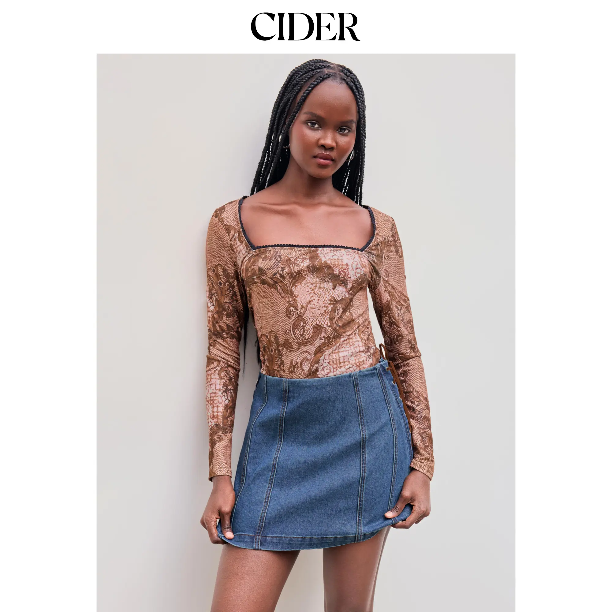 Cider [size 2-26] Square Neck Paisley Floral Bodysuit SummerFinds